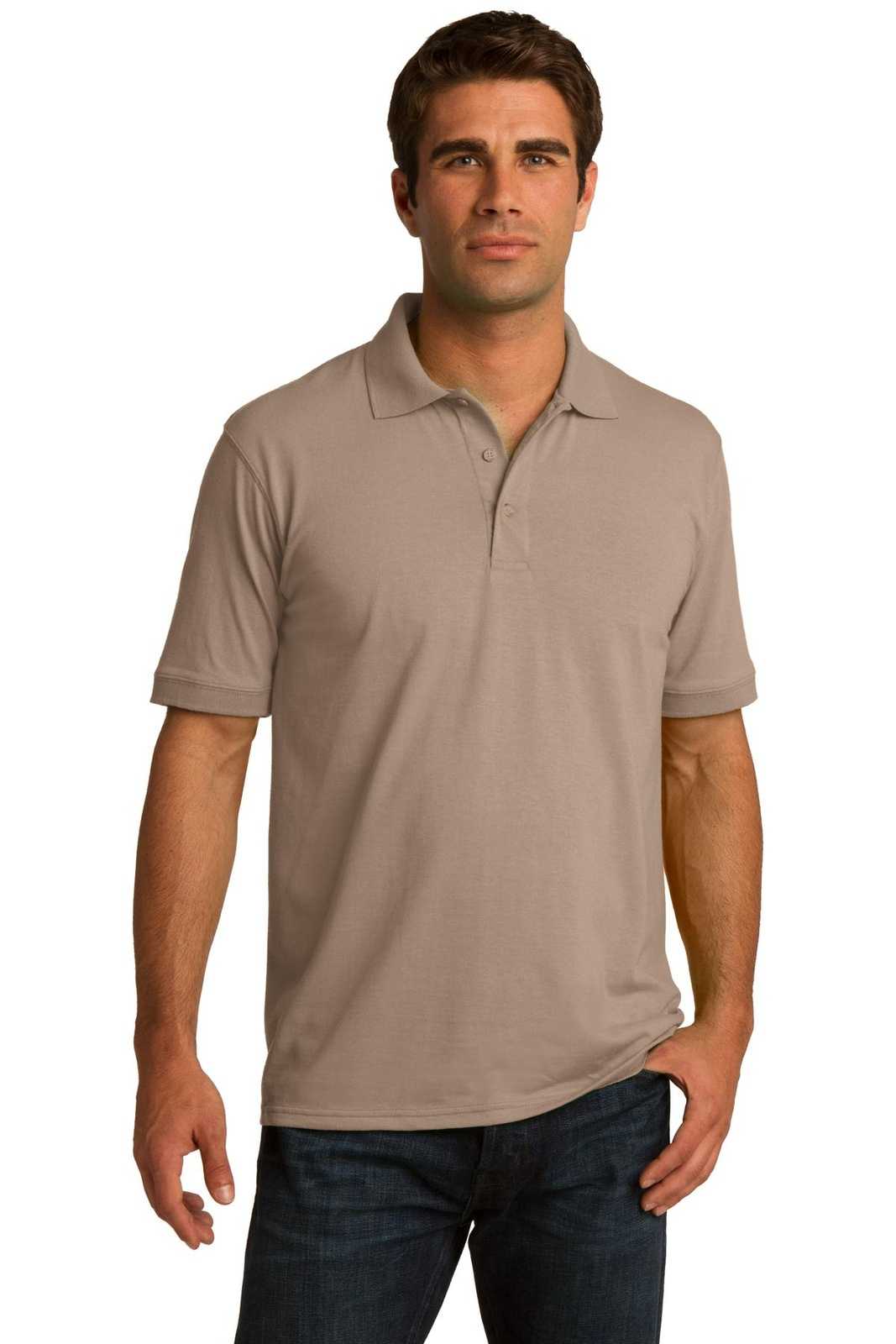 Port &amp; Company KP55T Tall Core Blend Jersey Knit Polo - Sand - HIT a Double - 1
