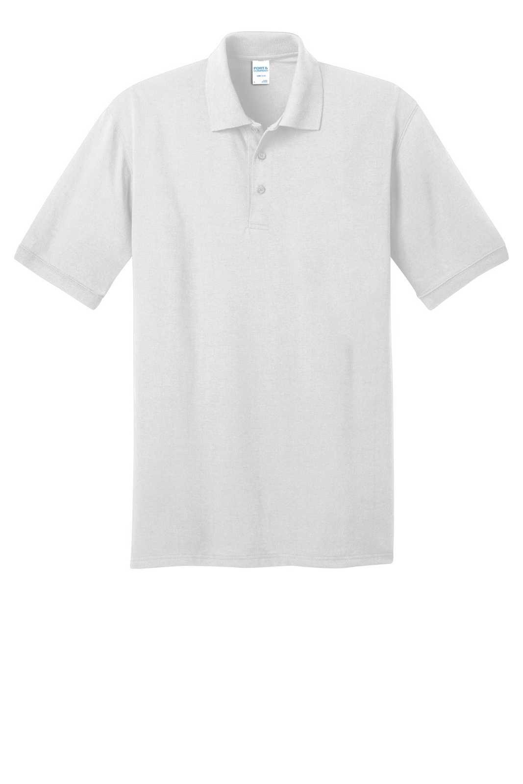 Port &amp; Company KP55T Tall Core Blend Jersey Knit Polo - White - HIT a Double - 3