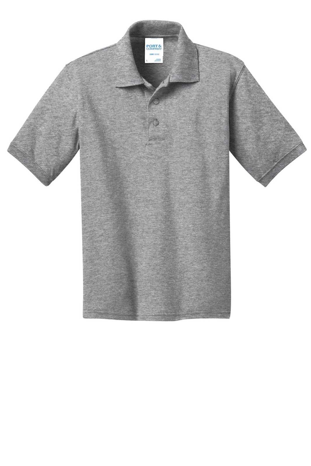 Port &amp; Company KP55Y Youth Core Blend Jersey Knit Polo - Athletic Heather - HIT a Double - 5