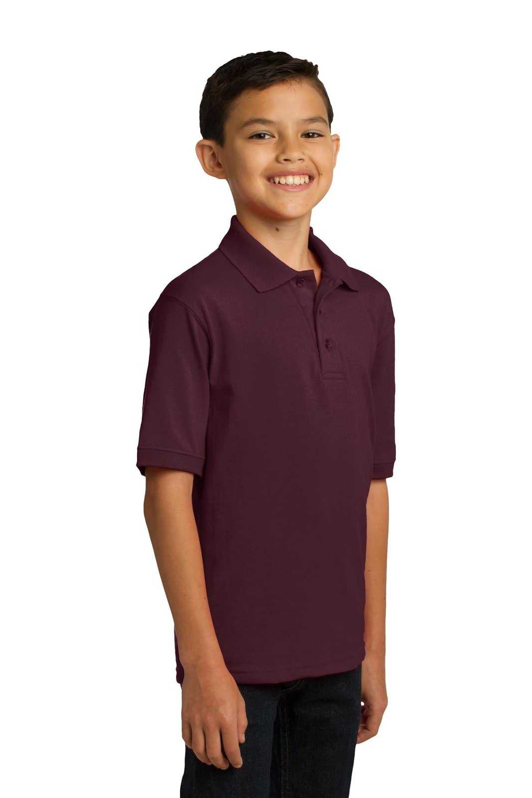 Port &amp; Company KP55Y Youth Core Blend Jersey Knit Polo - Athletic Maroon - HIT a Double - 4