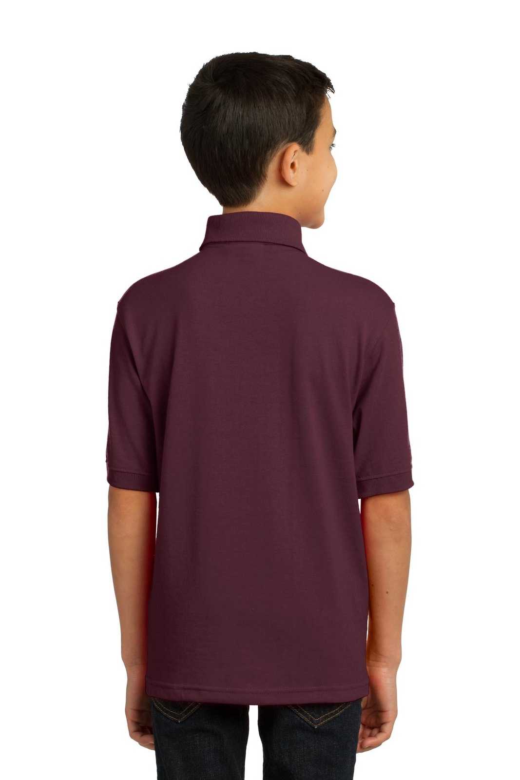 Port &amp; Company KP55Y Youth Core Blend Jersey Knit Polo - Athletic Maroon - HIT a Double - 2