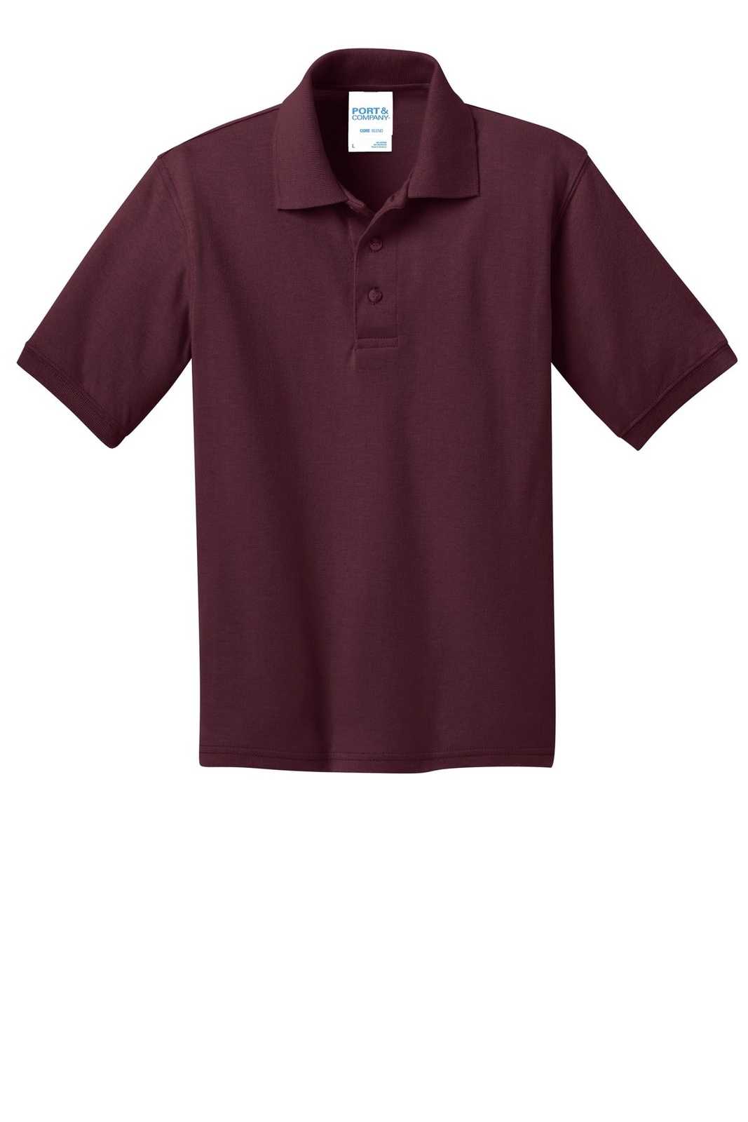 Port &amp; Company KP55Y Youth Core Blend Jersey Knit Polo - Athletic Maroon - HIT a Double - 5
