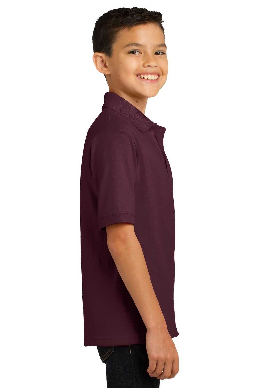 Port &amp; Company KP55Y Youth Core Blend Jersey Knit Polo - Athletic Maroon - HIT a Double - 3