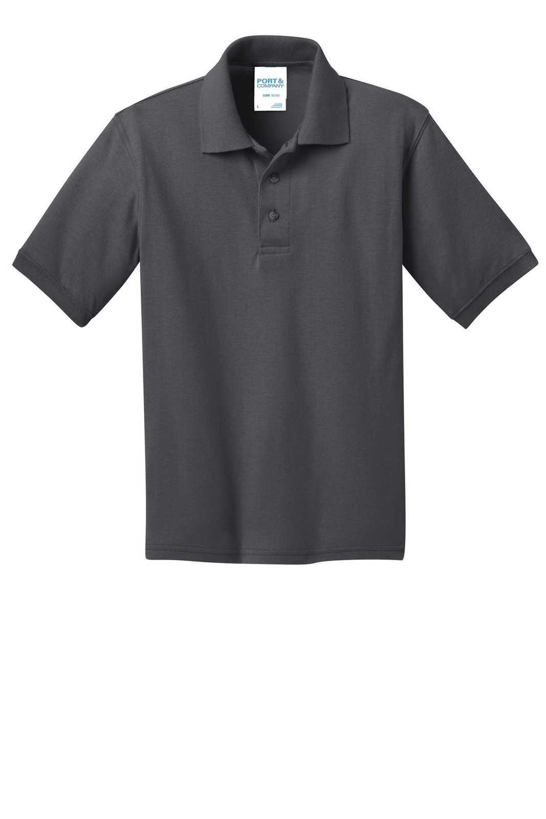 Port &amp; Company KP55Y Youth Core Blend Jersey Knit Polo - Charcoal - HIT a Double - 5