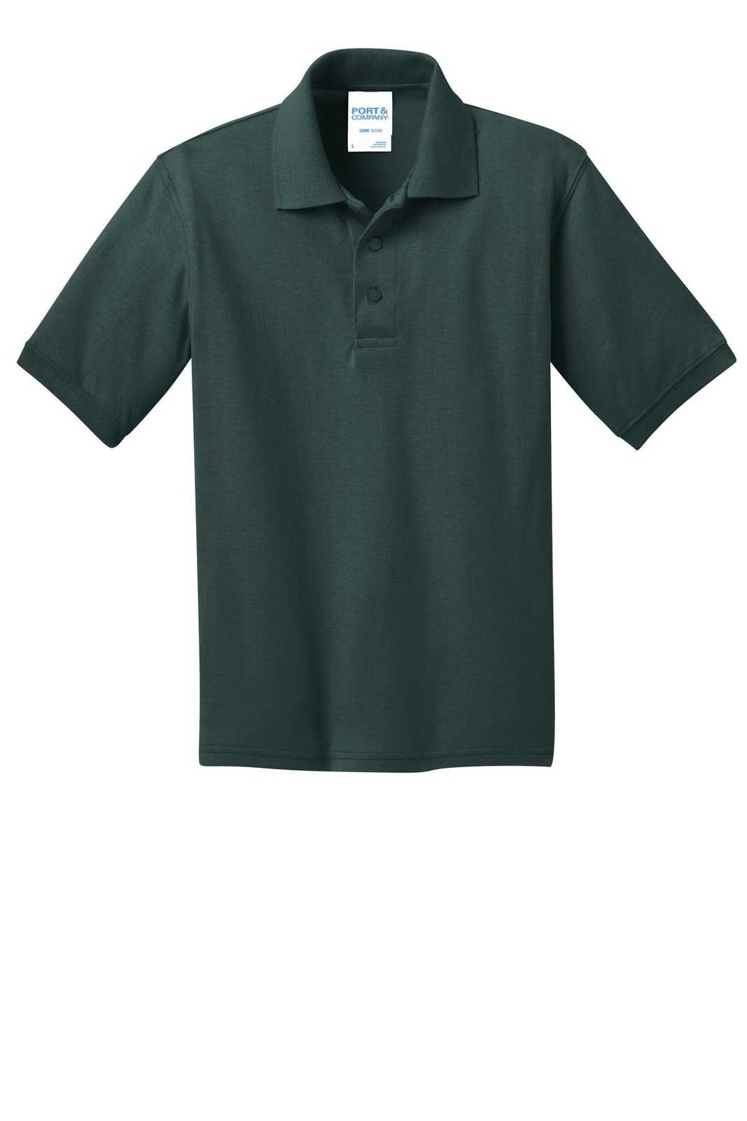 Port &amp; Company KP55Y Youth Core Blend Jersey Knit Polo - Dark Green - HIT a Double - 5