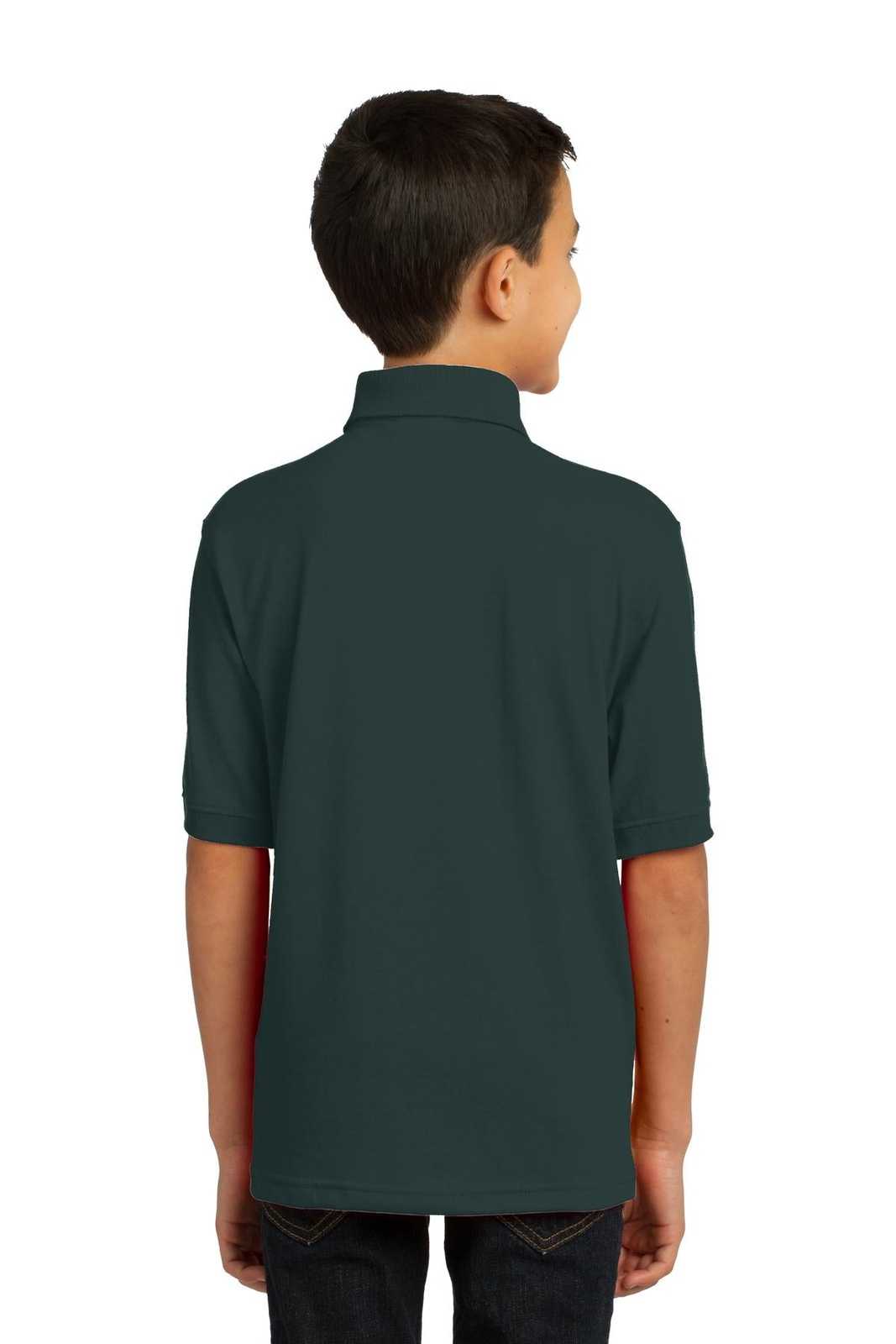 Port &amp; Company KP55Y Youth Core Blend Jersey Knit Polo - Dark Green - HIT a Double - 2