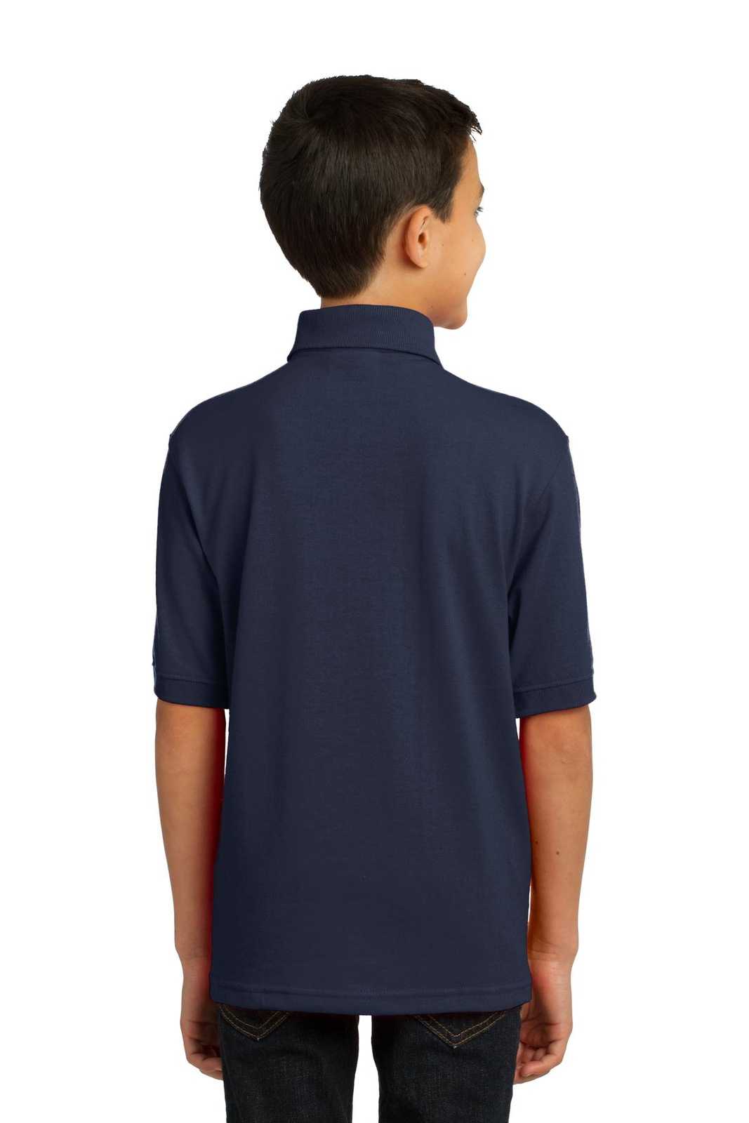 Port &amp; Company KP55Y Youth Core Blend Jersey Knit Polo - Deep Navy - HIT a Double - 2