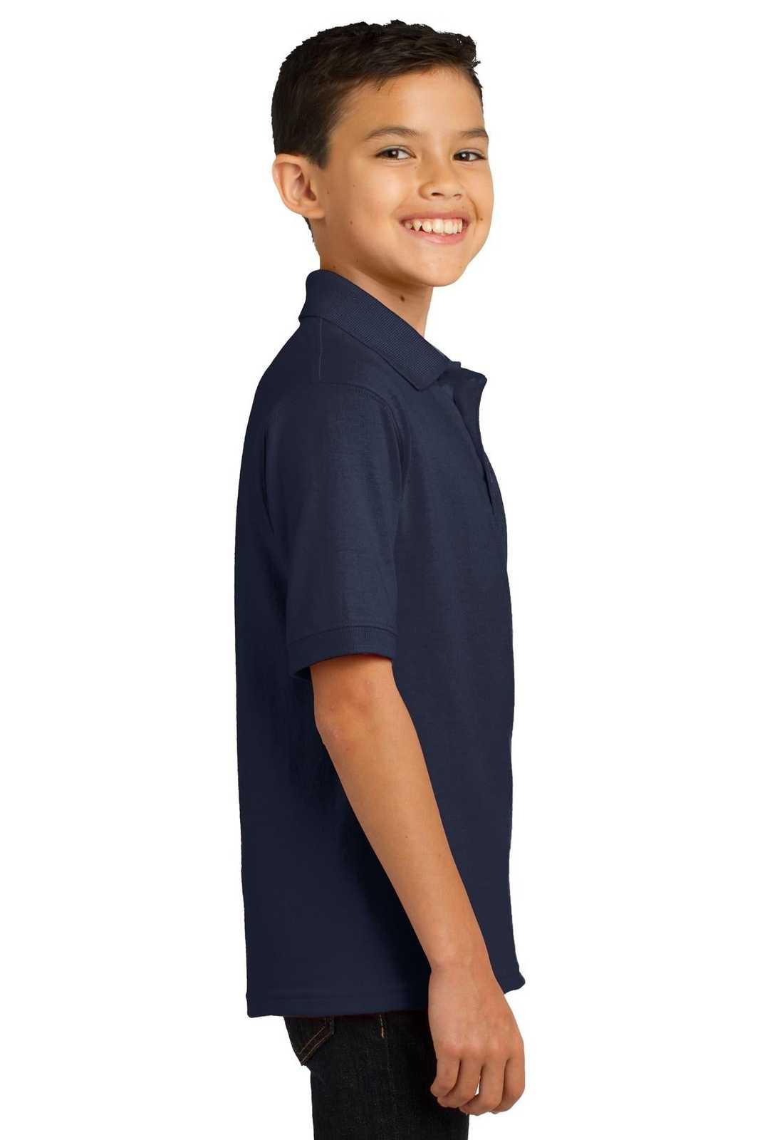 Port &amp; Company KP55Y Youth Core Blend Jersey Knit Polo - Deep Navy - HIT a Double - 3