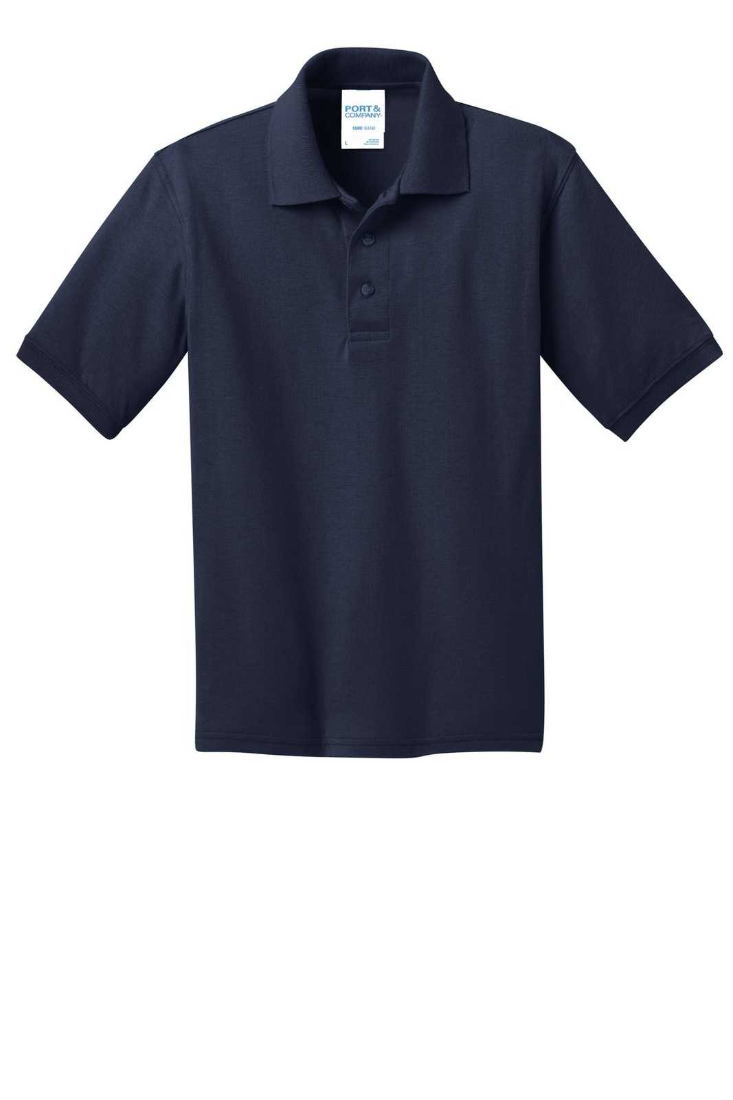 Port &amp; Company KP55Y Youth Core Blend Jersey Knit Polo - Deep Navy - HIT a Double - 5