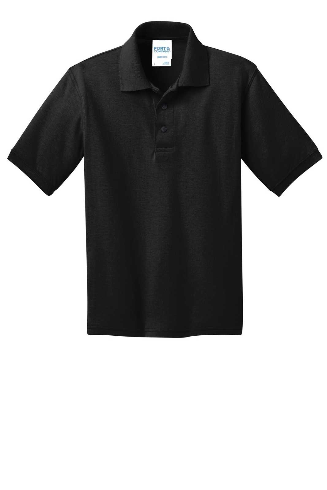 Port &amp; Company KP55Y Youth Core Blend Jersey Knit Polo - Jet Black - HIT a Double - 5
