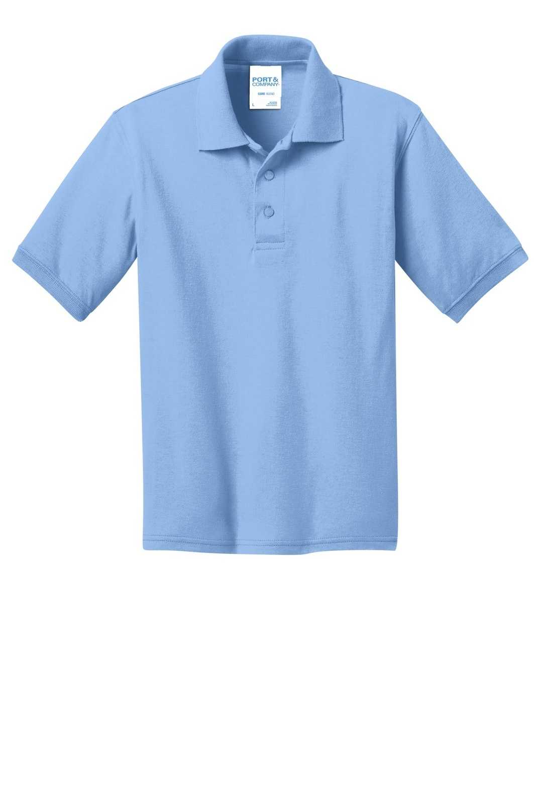 Port &amp; Company KP55Y Youth Core Blend Jersey Knit Polo - Light Blue - HIT a Double - 5
