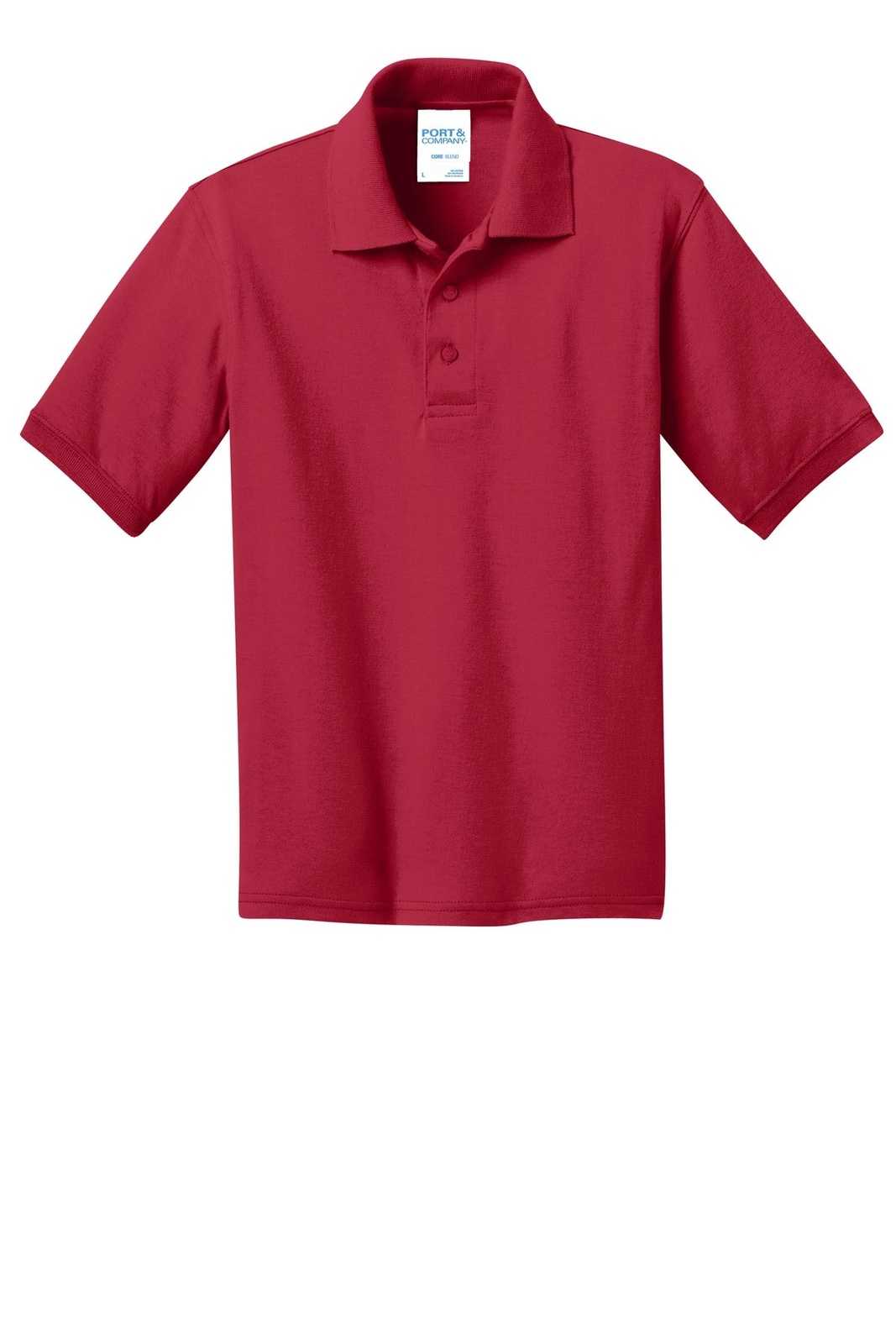 Port &amp; Company KP55Y Youth Core Blend Jersey Knit Polo - Red - HIT a Double - 5