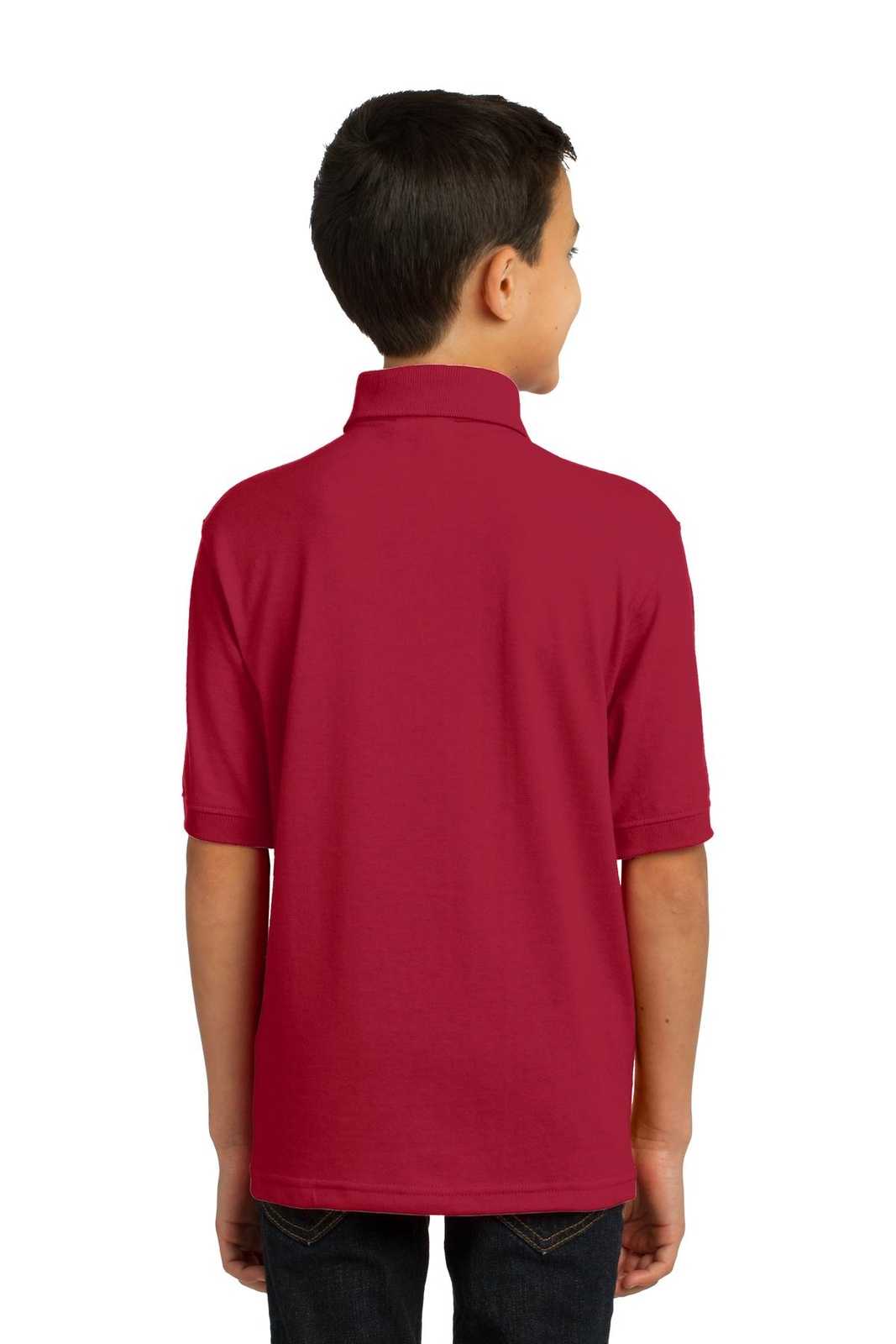 Port &amp; Company KP55Y Youth Core Blend Jersey Knit Polo - Red - HIT a Double - 2