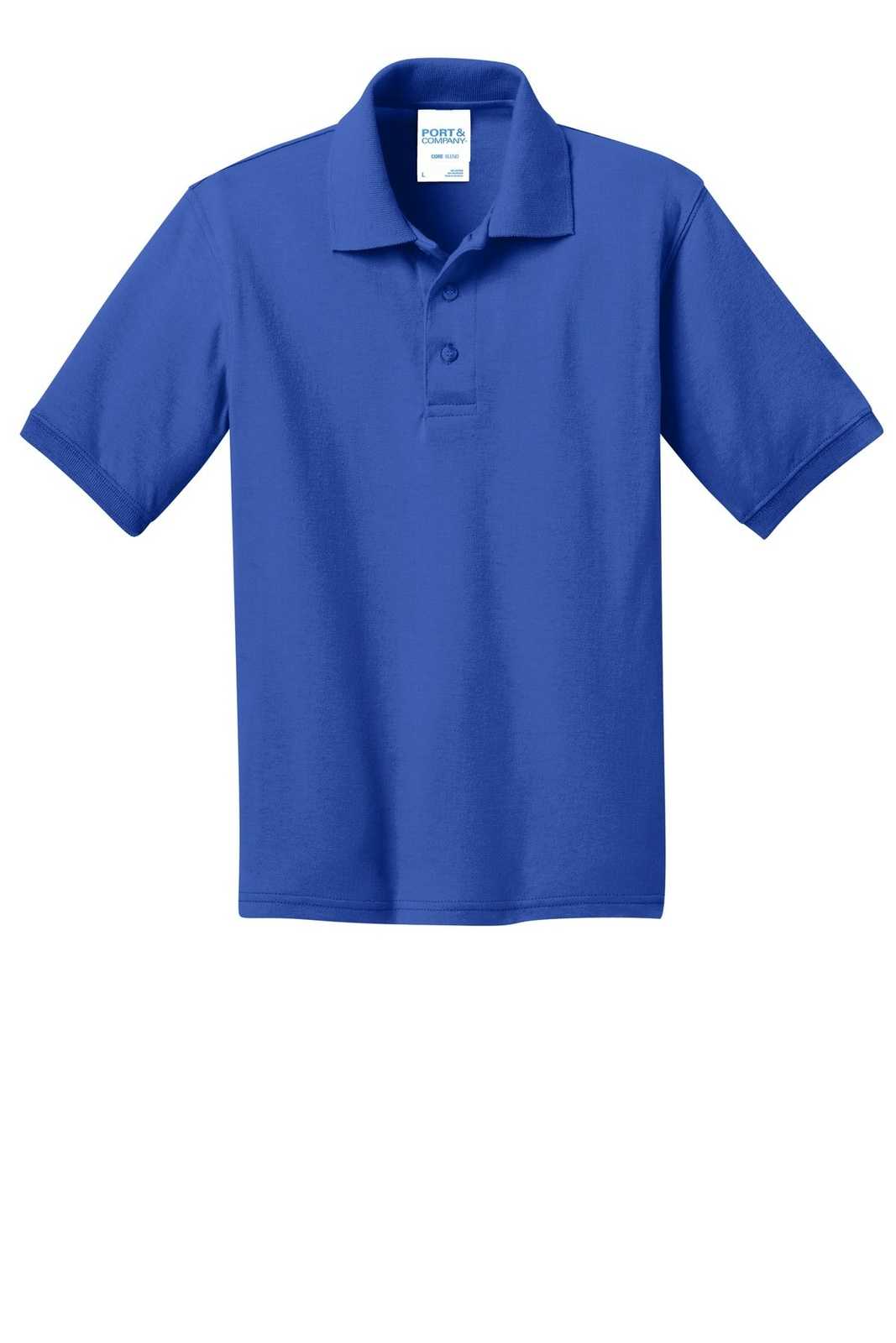 Port &amp; Company KP55Y Youth Core Blend Jersey Knit Polo - Royal - HIT a Double - 5