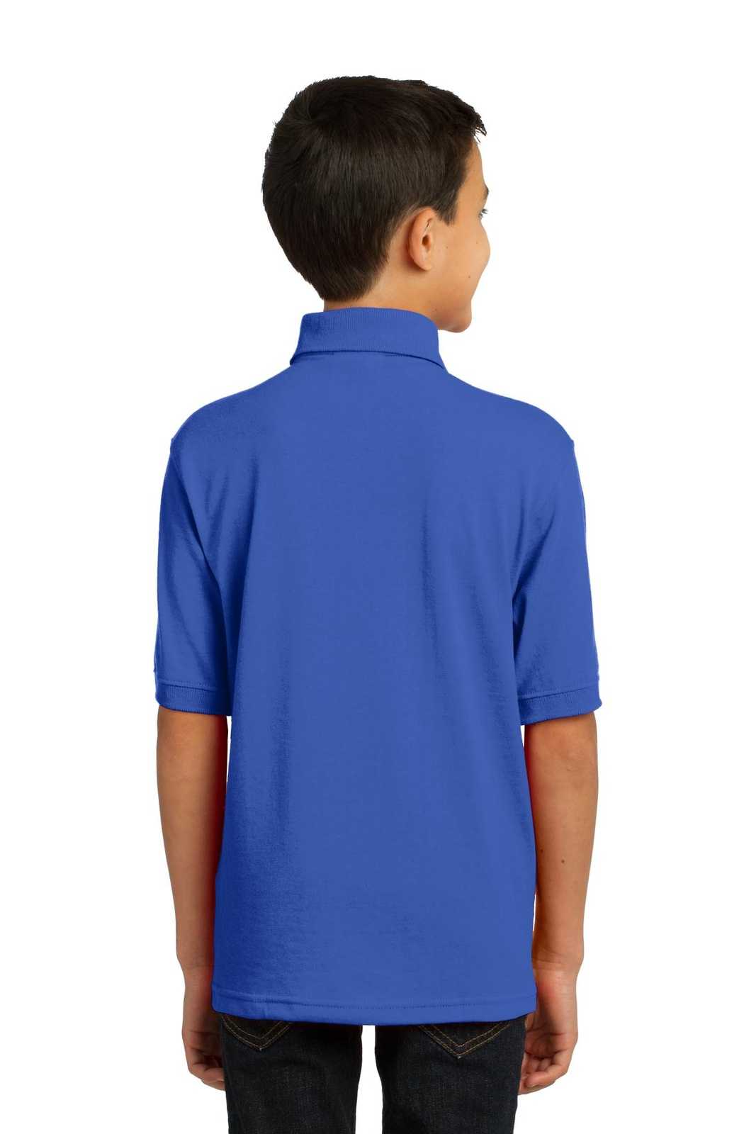 Port &amp; Company KP55Y Youth Core Blend Jersey Knit Polo - Royal - HIT a Double - 2