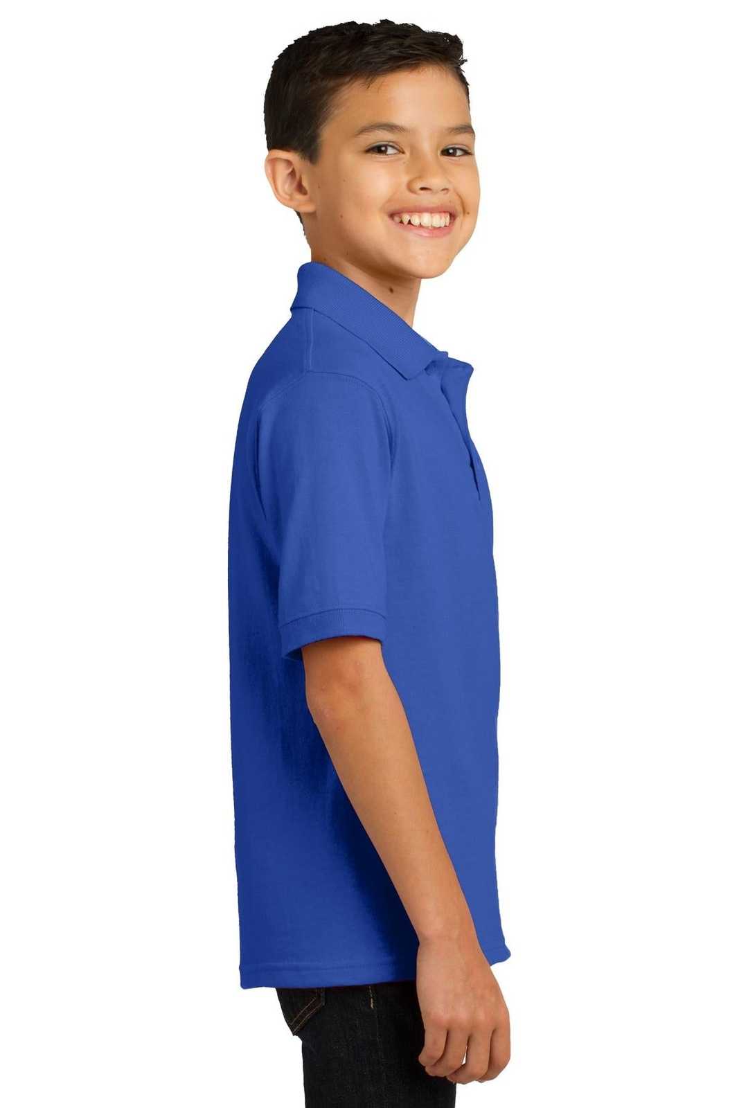 Port &amp; Company KP55Y Youth Core Blend Jersey Knit Polo - Royal - HIT a Double - 3