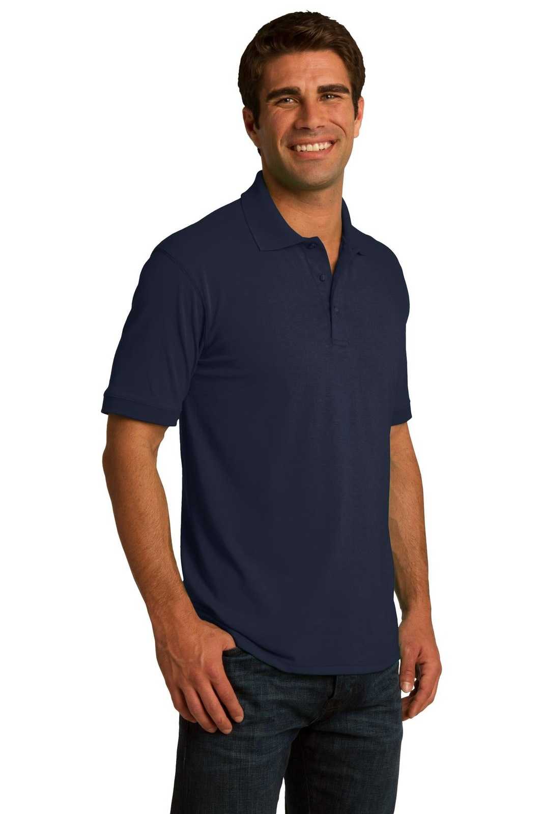 Port &amp; Company KP55 Core Blend Jersey Knit Polo - Deep Navy - HIT a Double - 4