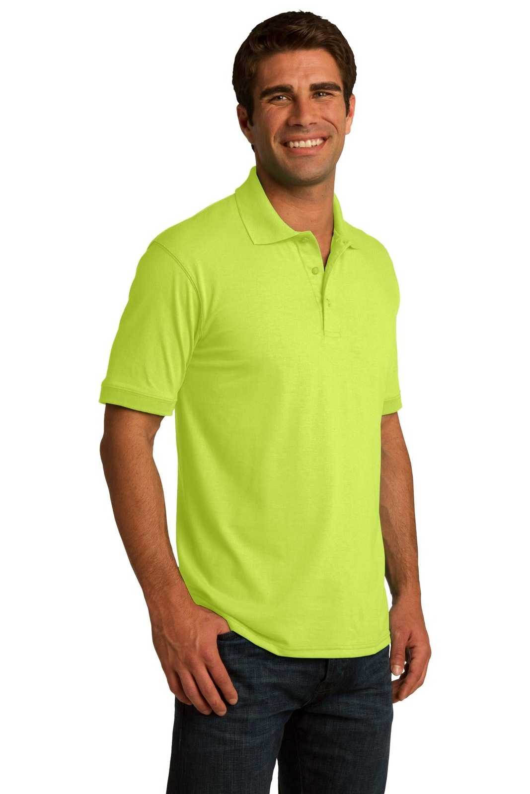 Port &amp; Company KP55 Core Blend Jersey Knit Polo - Safety Green - HIT a Double - 4