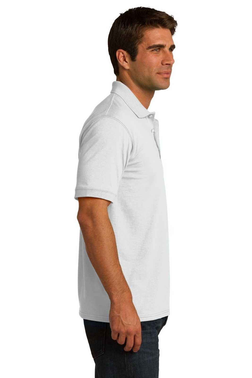 Port &amp; Company KP55 Core Blend Jersey Knit Polo - White - HIT a Double - 3