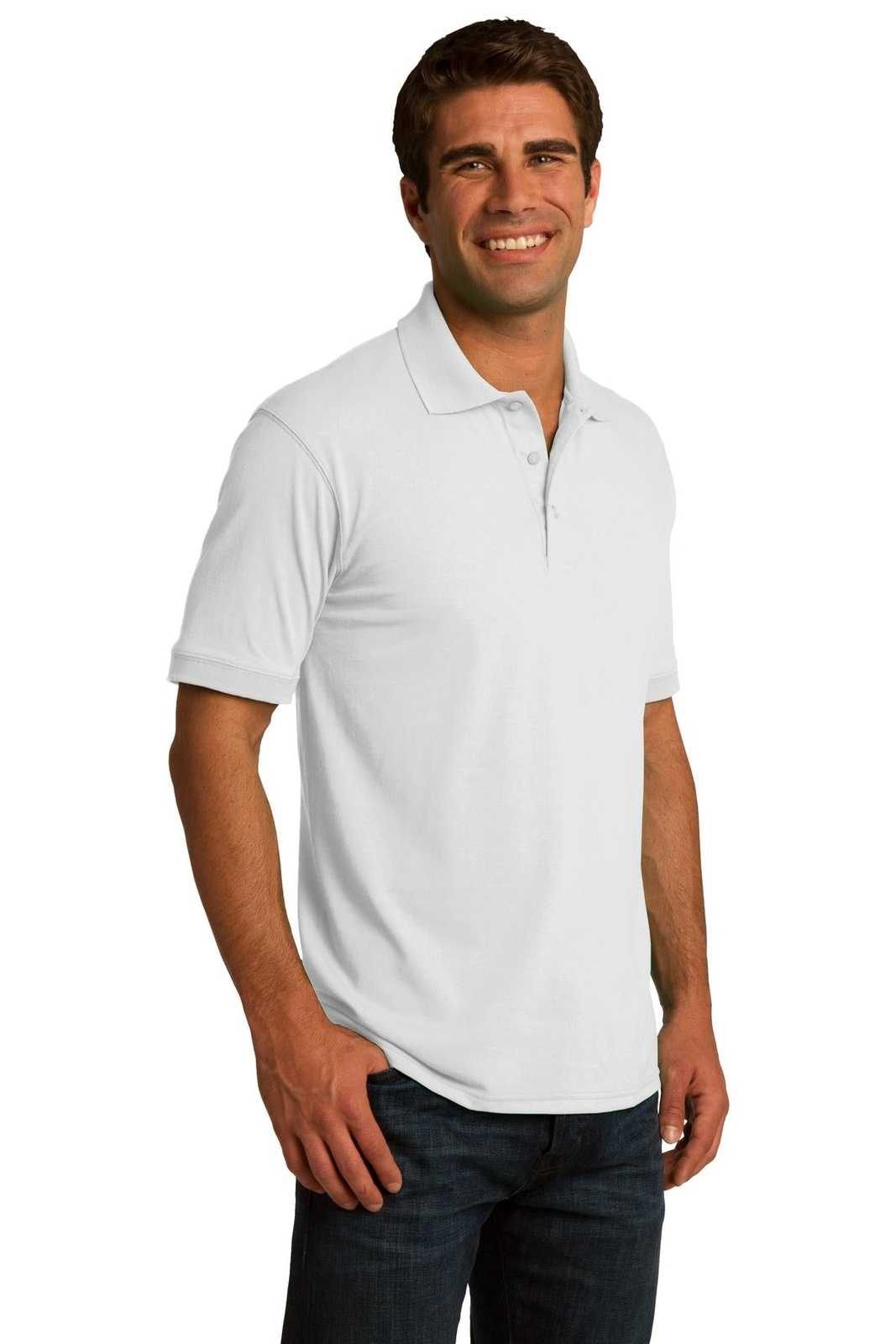 Port &amp; Company KP55 Core Blend Jersey Knit Polo - White - HIT a Double - 4