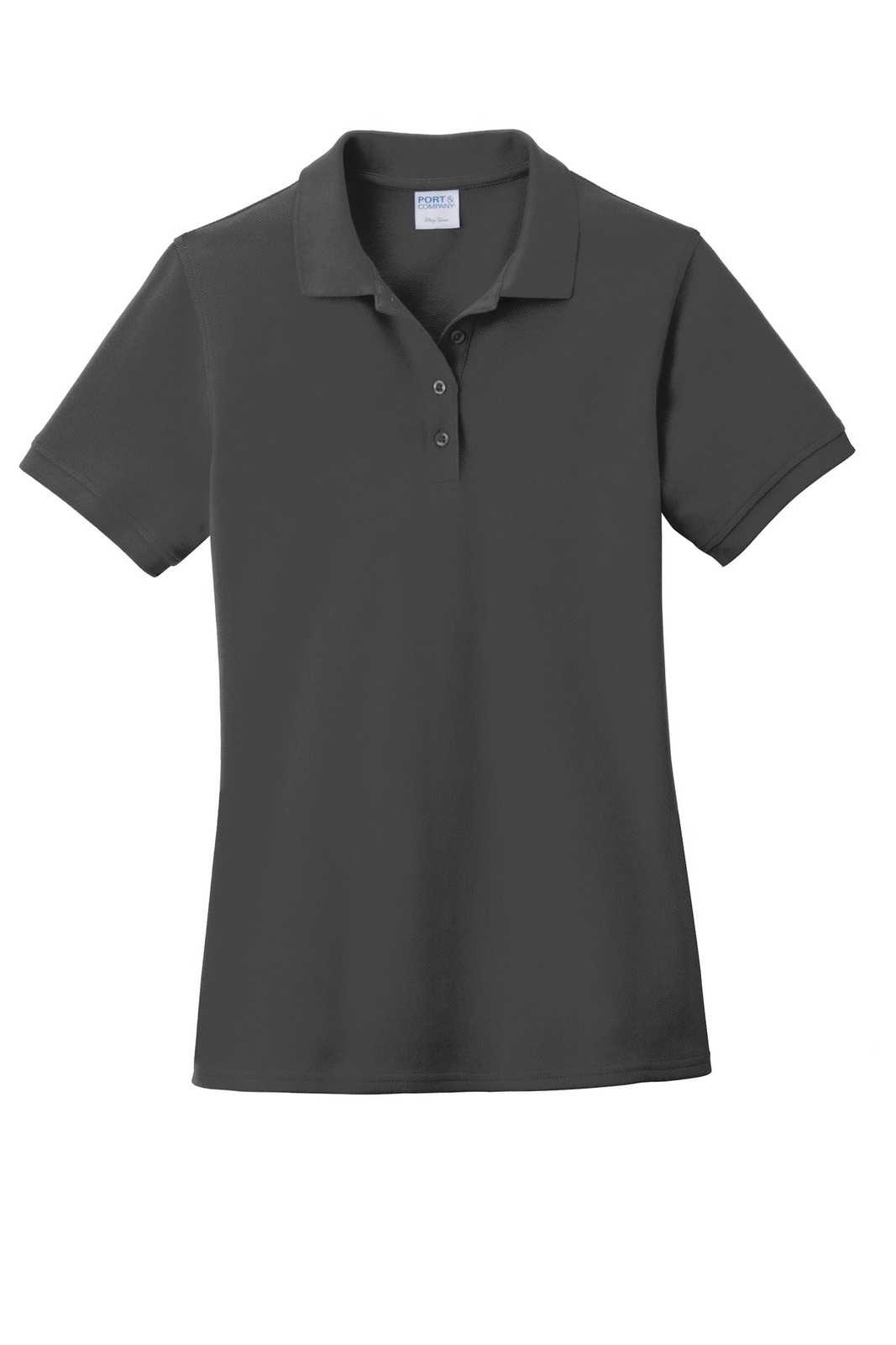 Port &amp; Company LKP1500 Ladies Combed Ring Spun Pique Polo - Charcoal - HIT a Double - 5