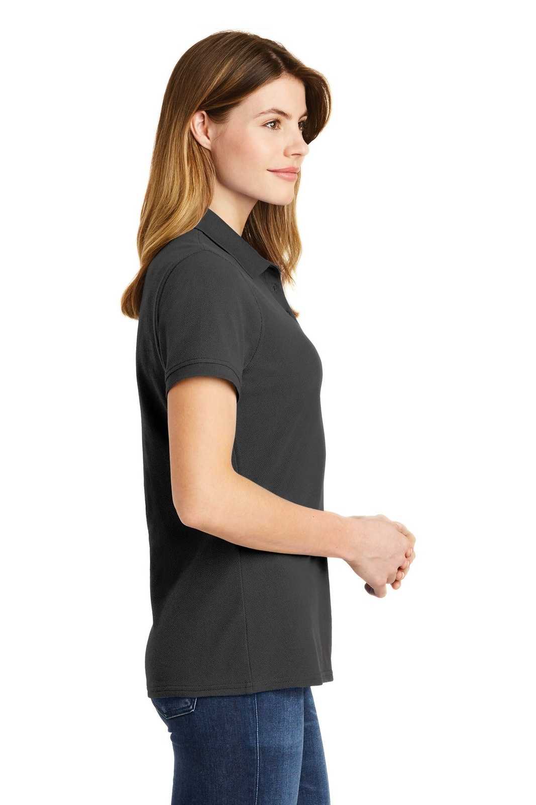 Port &amp; Company LKP1500 Ladies Combed Ring Spun Pique Polo - Charcoal - HIT a Double - 3