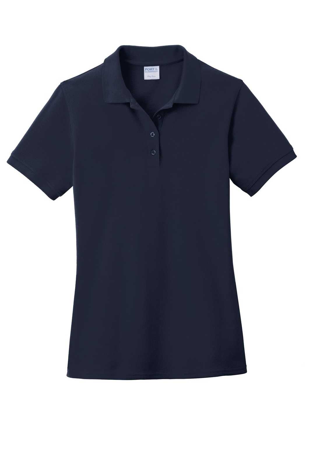 Port &amp; Company LKP1500 Ladies Combed Ring Spun Pique Polo - Deep Navy - HIT a Double - 5