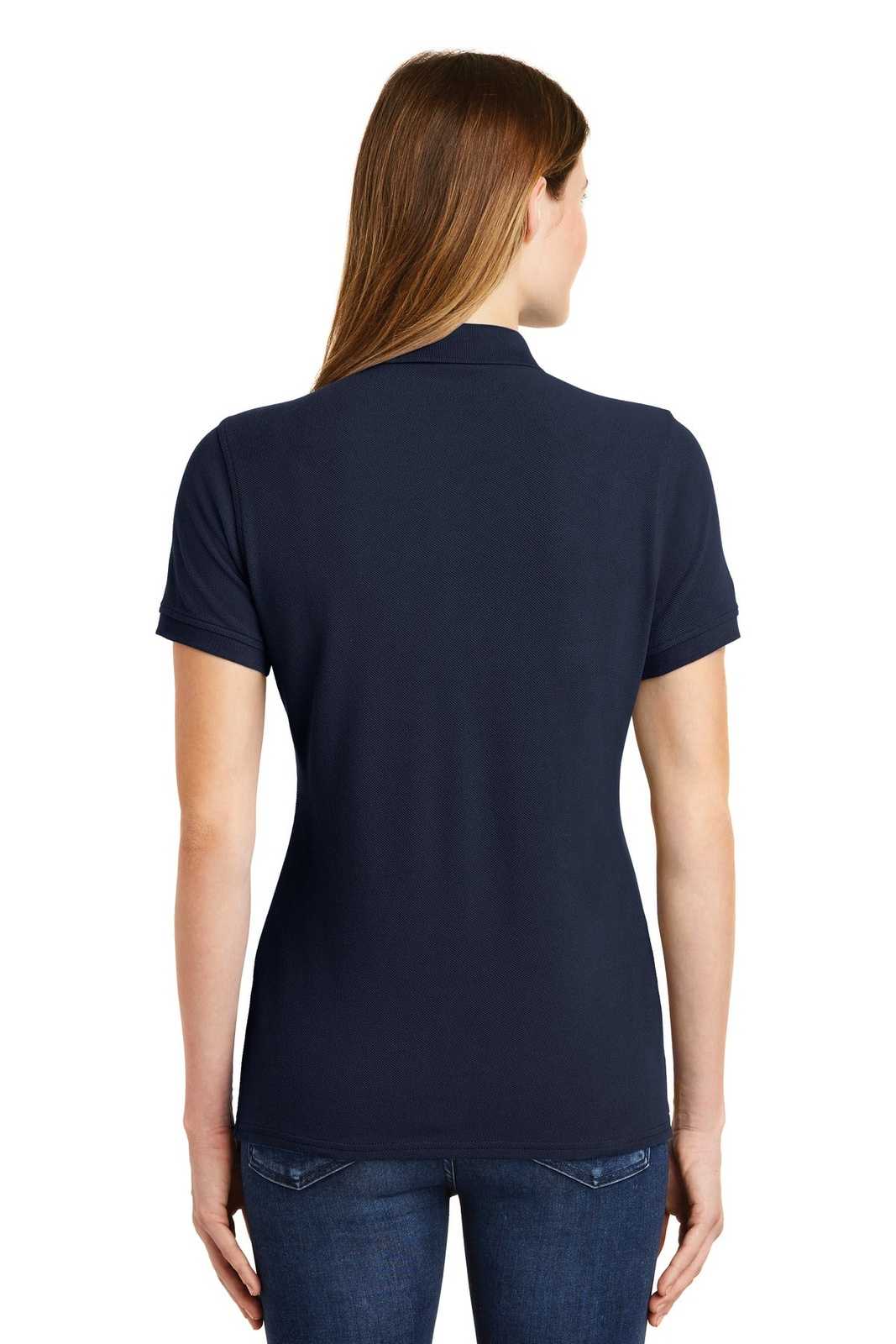 Port &amp; Company LKP1500 Ladies Combed Ring Spun Pique Polo - Deep Navy - HIT a Double - 2
