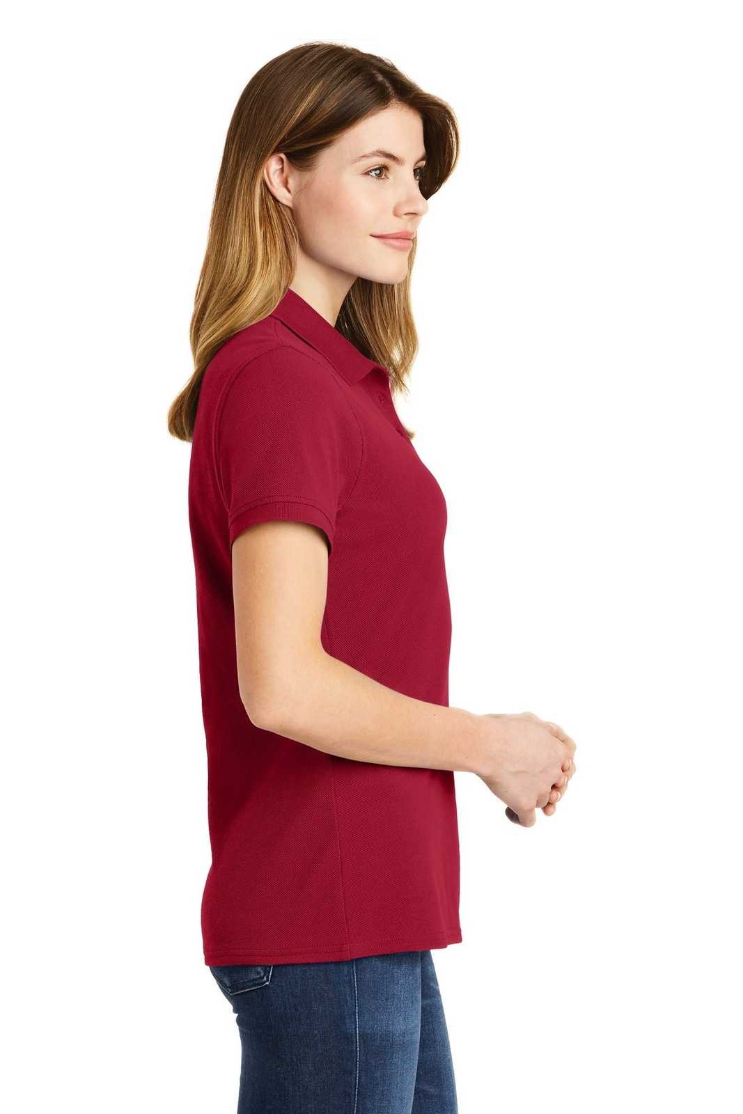 Port &amp; Company LKP1500 Ladies Combed Ring Spun Pique Polo - Red - HIT a Double - 3