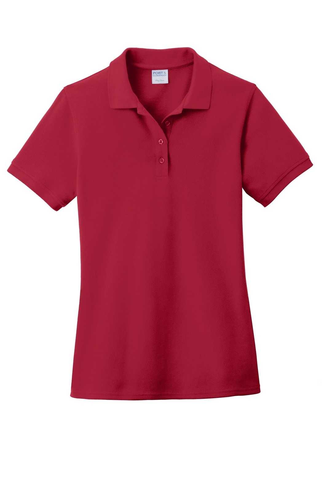 Port &amp; Company LKP1500 Ladies Combed Ring Spun Pique Polo - Red - HIT a Double - 5