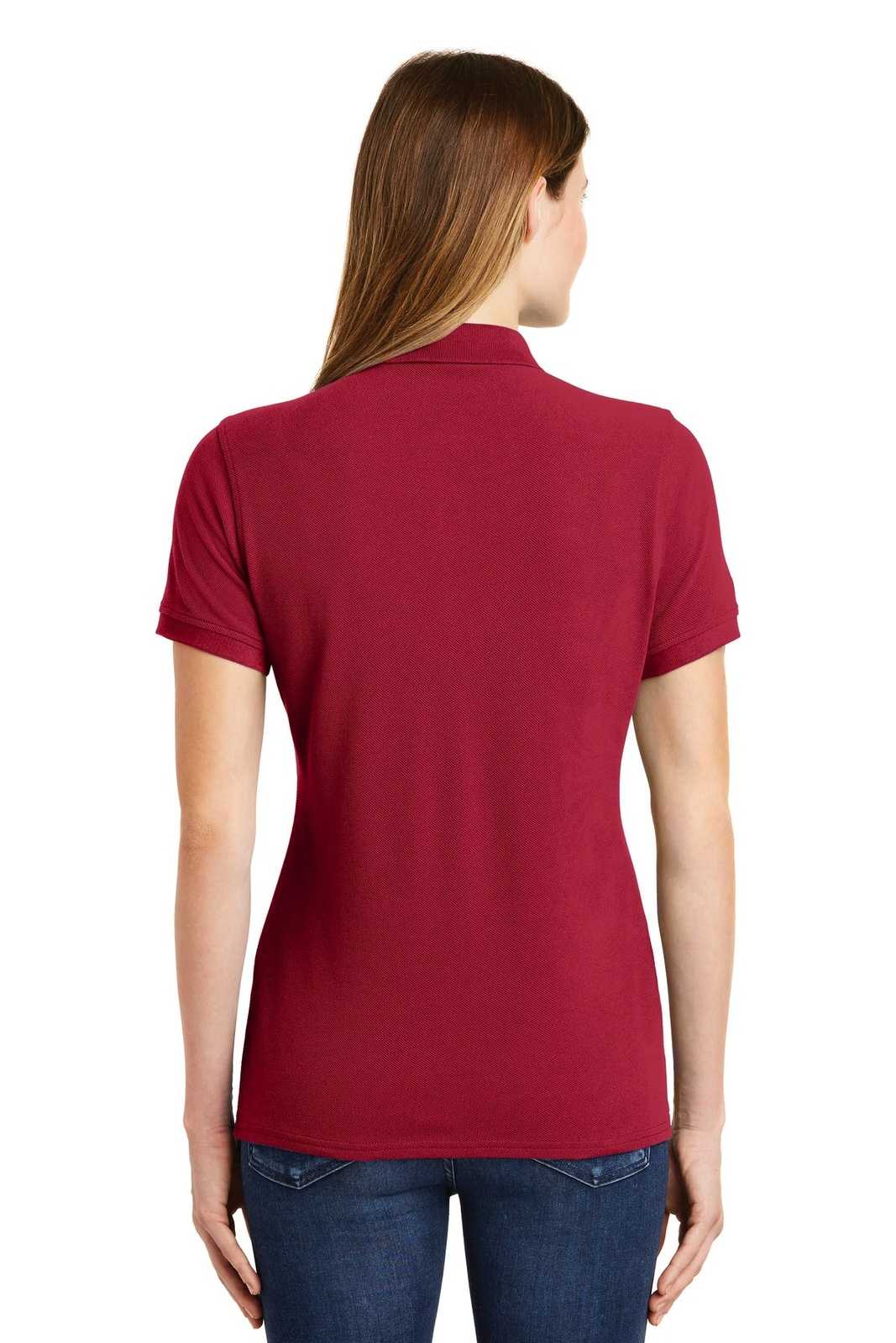 Port &amp; Company LKP1500 Ladies Combed Ring Spun Pique Polo - Red - HIT a Double - 2
