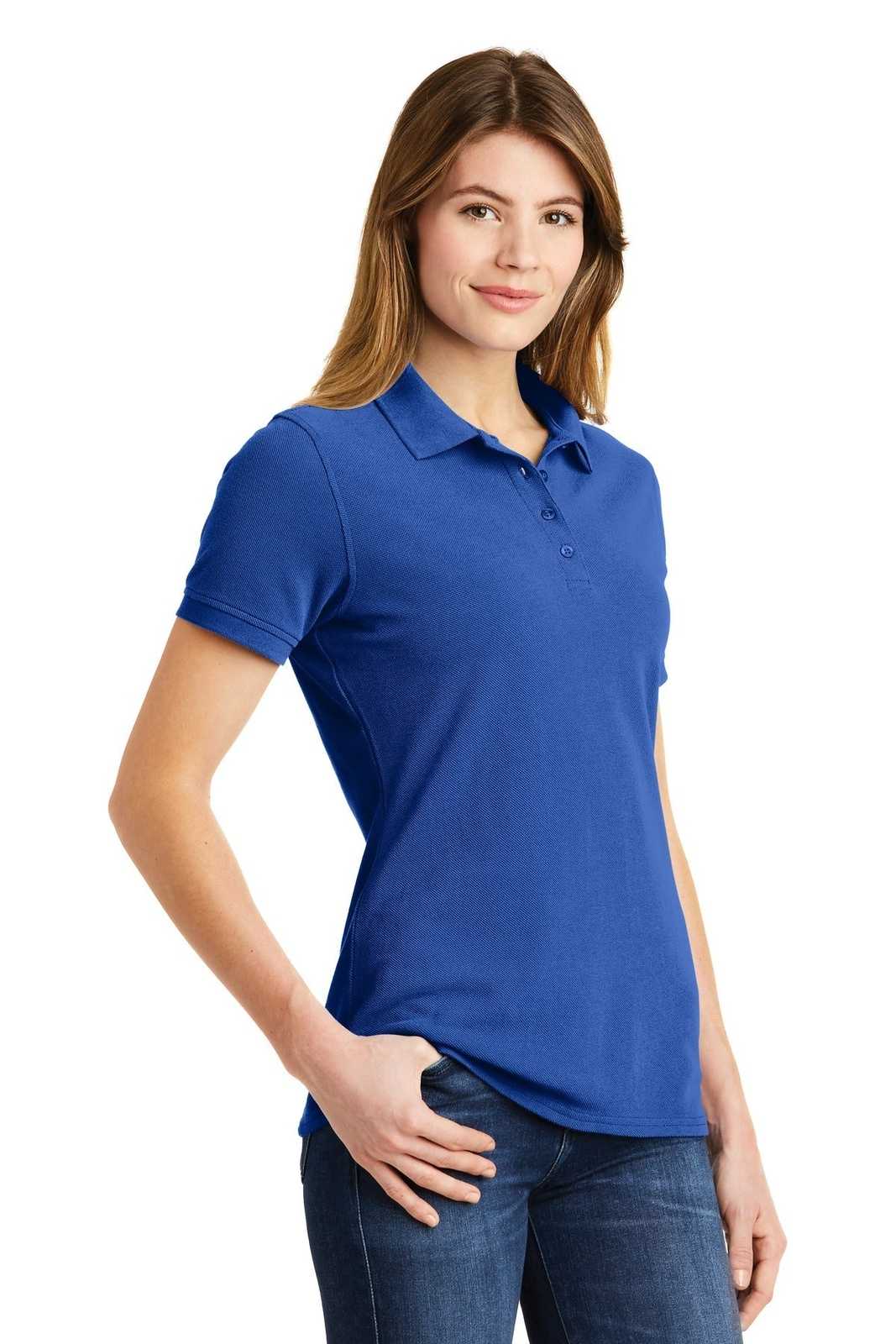 Port &amp; Company LKP1500 Ladies Combed Ring Spun Pique Polo - Royal - HIT a Double - 4