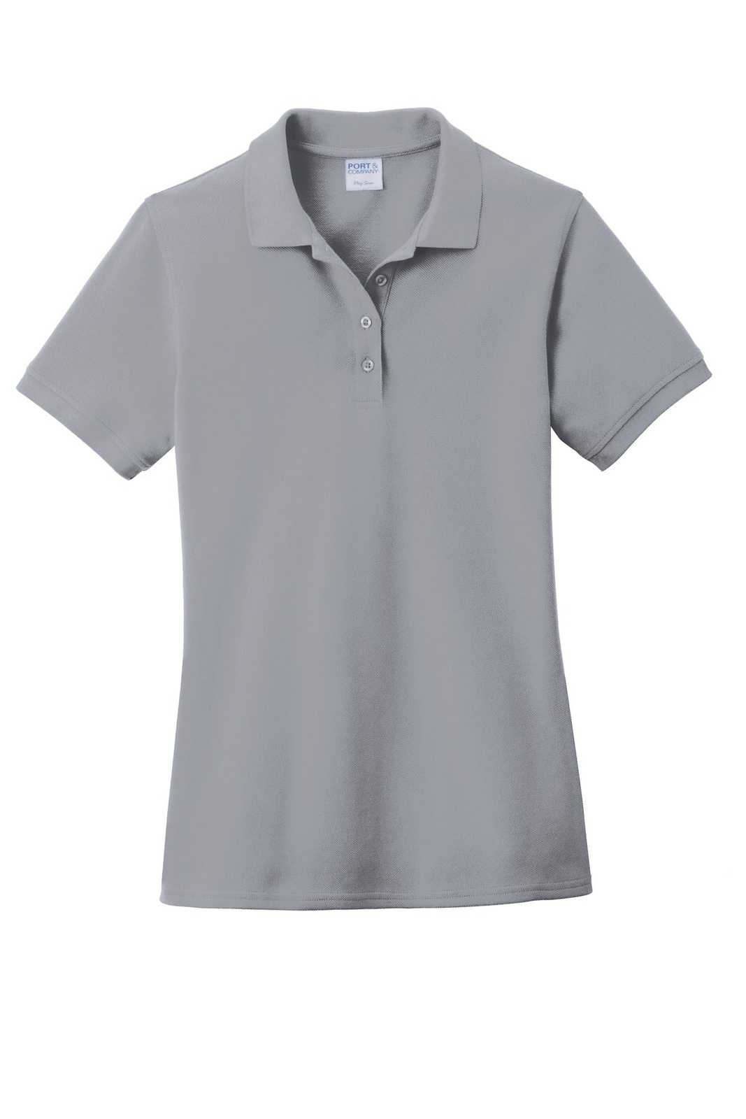 Port &amp; Company LKP1500 Ladies Combed Ring Spun Pique Polo - Silver - HIT a Double - 5