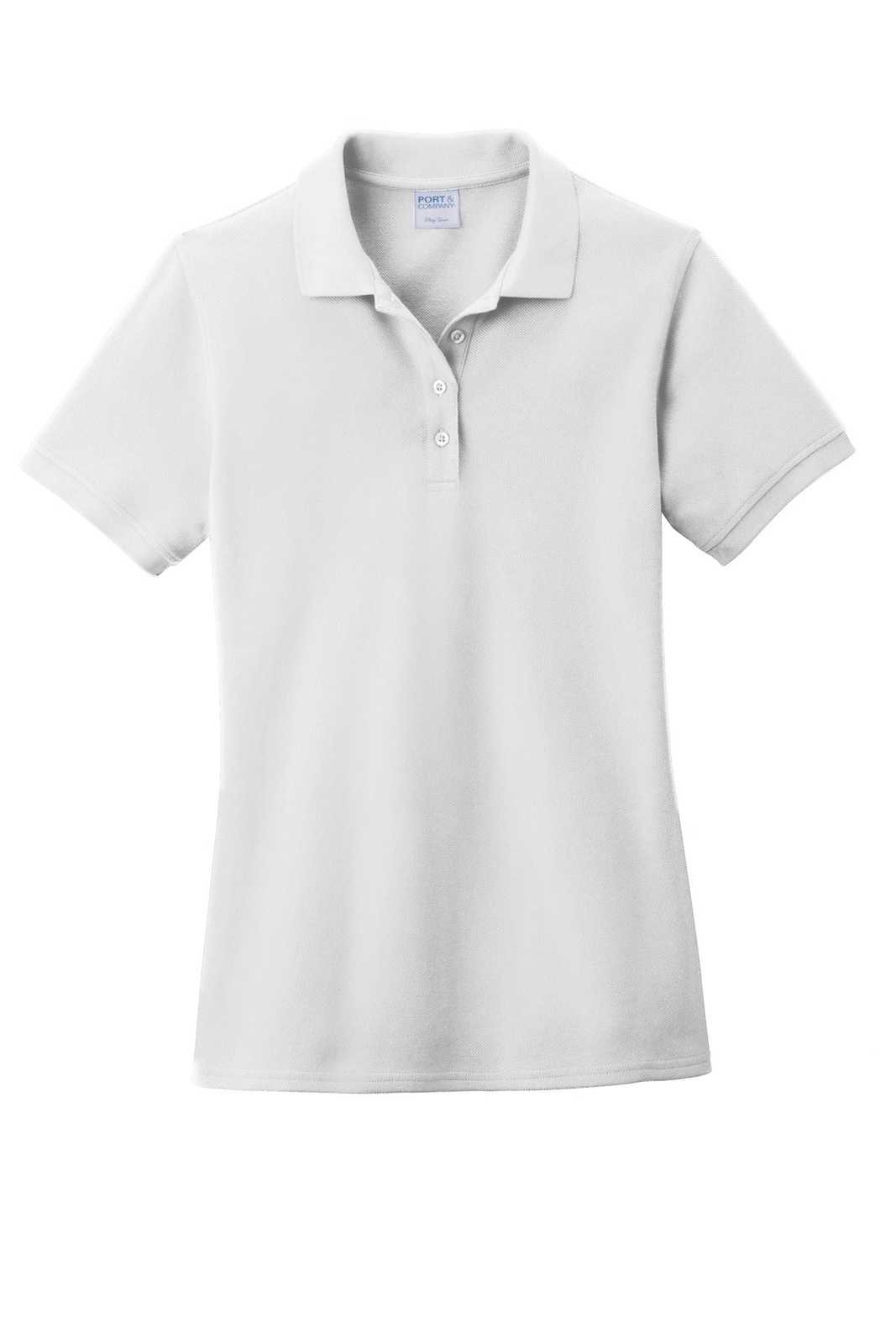 Port &amp; Company LKP1500 Ladies Combed Ring Spun Pique Polo - White - HIT a Double - 5