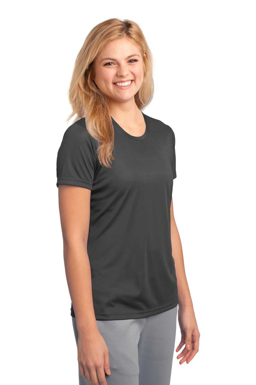 Port &amp; Company LPC380 Ladies Performance Tee - Charcoal - HIT a Double - 4