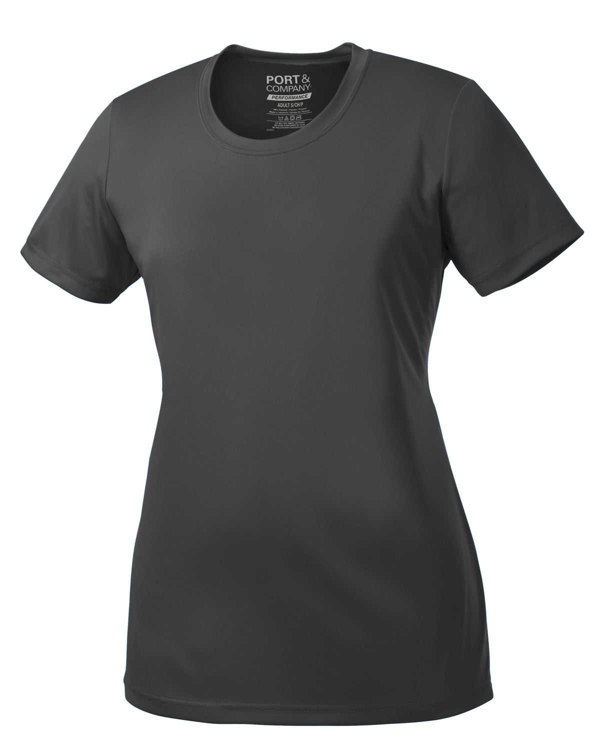 Port &amp; Company LPC380 Ladies Performance Tee - Charcoal - HIT a Double - 5