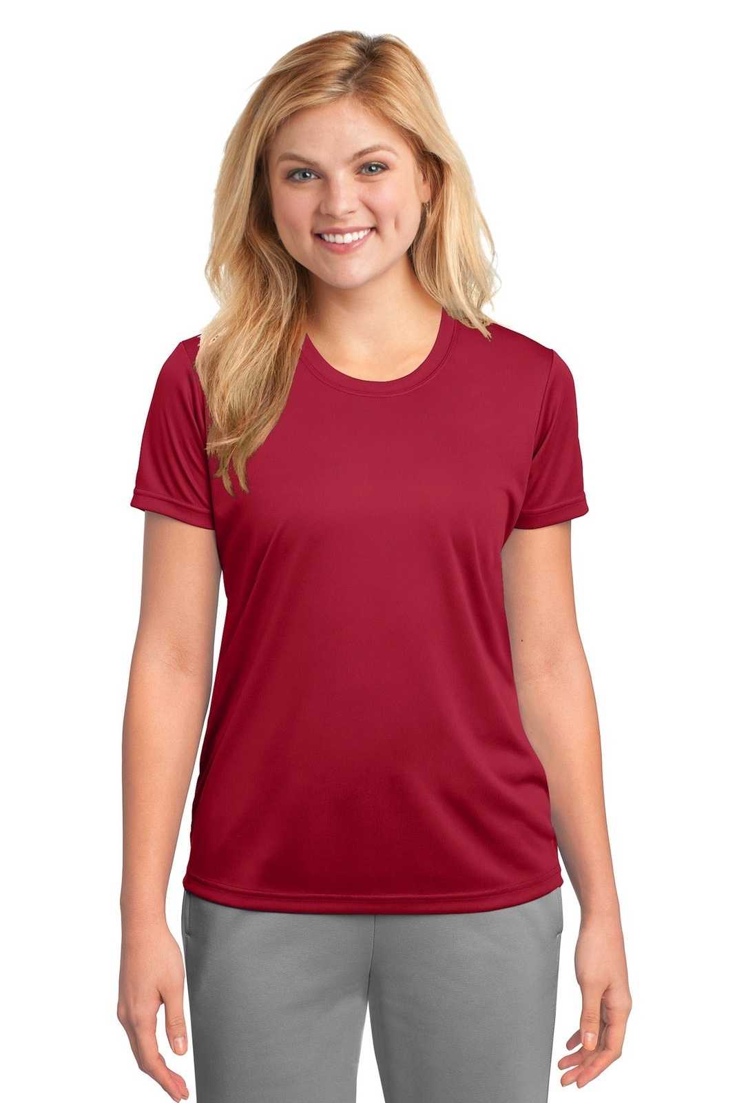 Port &amp; Company LPC380 Ladies Performance Tee - Red - HIT a Double - 1