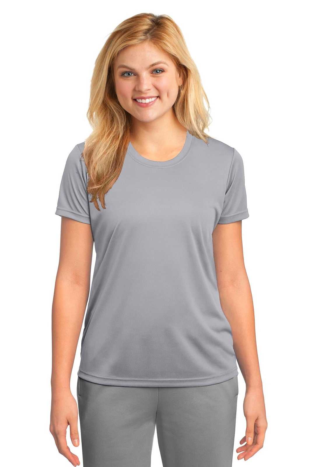 Port &amp; Company LPC380 Ladies Performance Tee - Silver - HIT a Double - 1