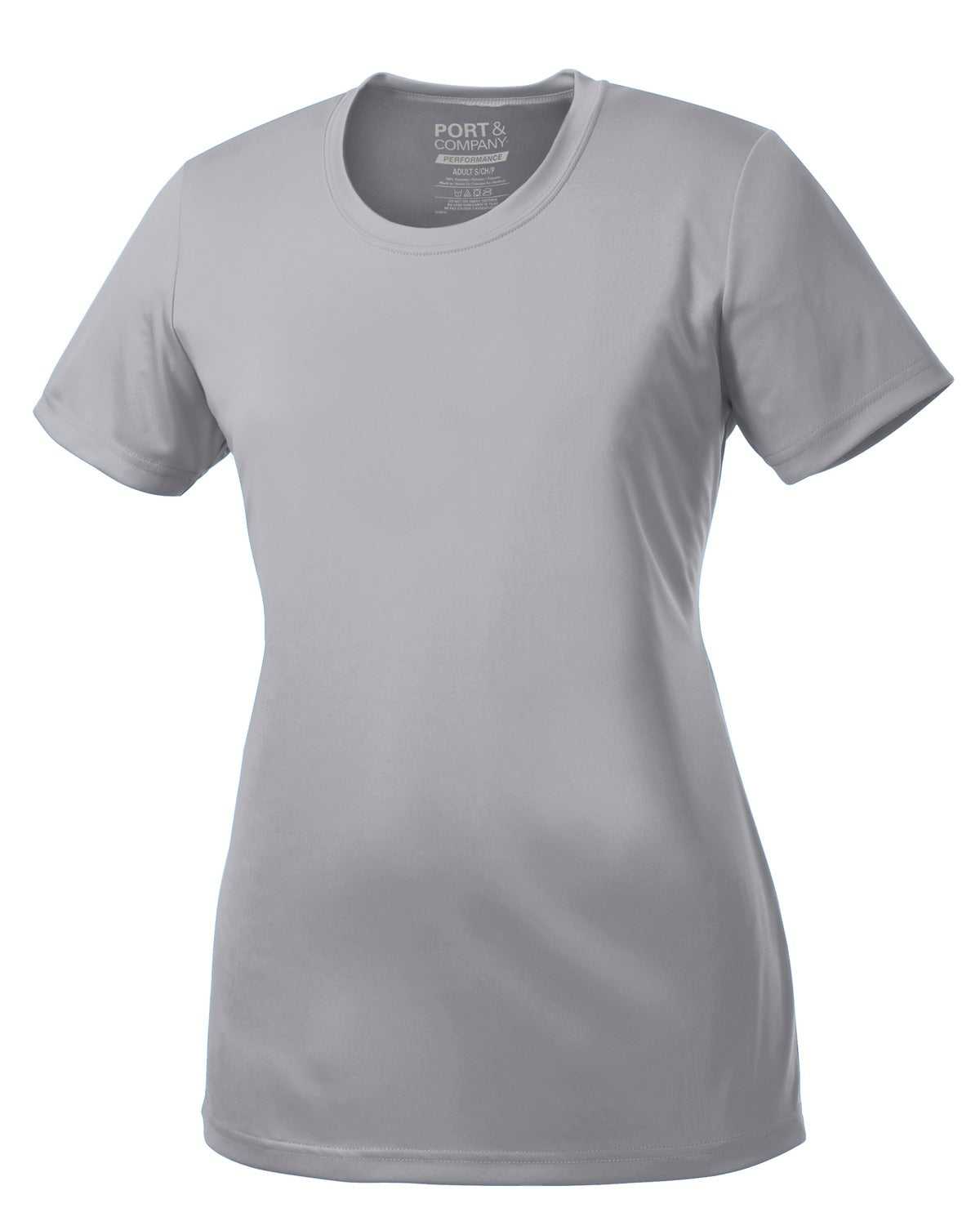 Port &amp; Company LPC380 Ladies Performance Tee - Silver - HIT a Double - 5