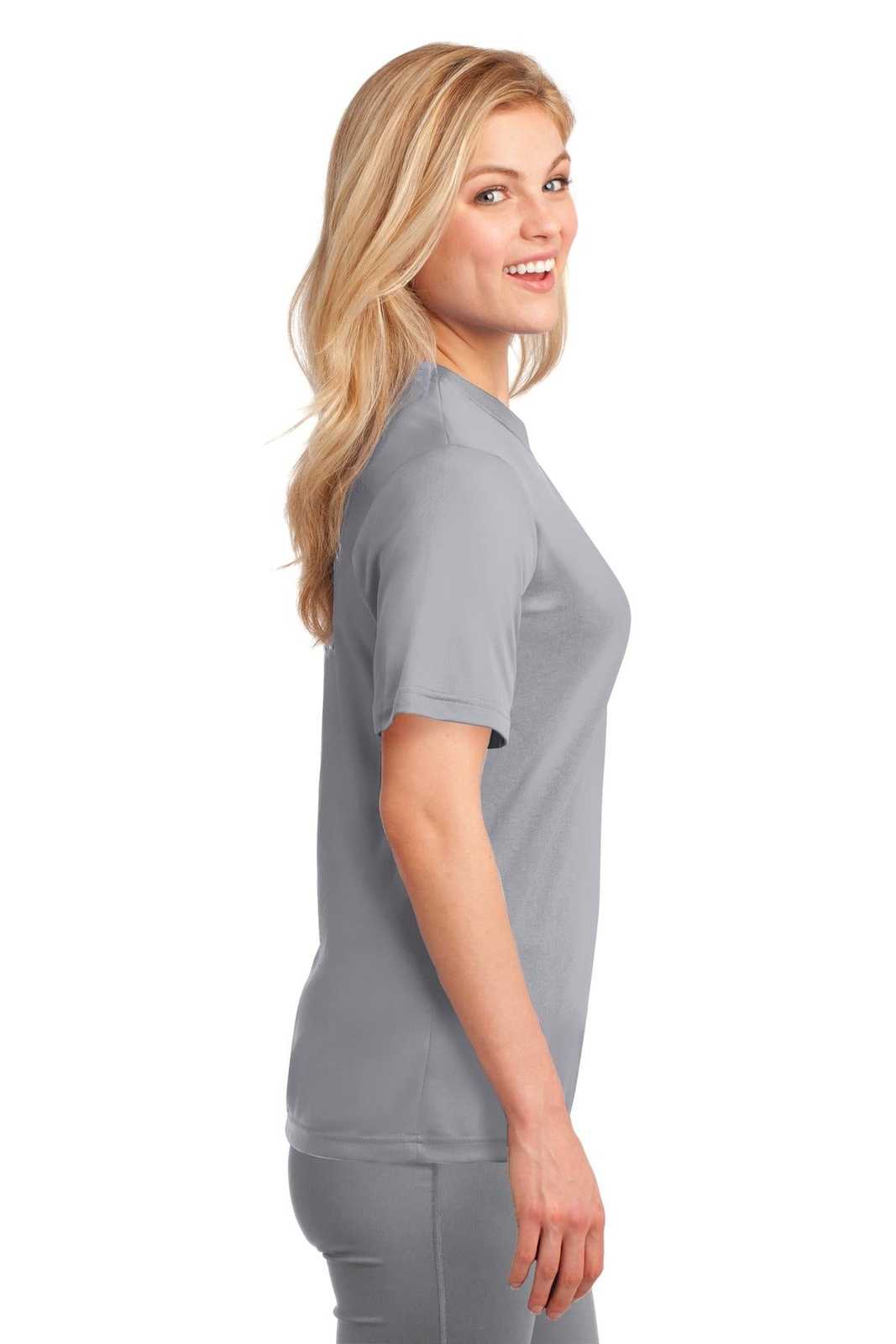 Port &amp; Company LPC380 Ladies Performance Tee - Silver - HIT a Double - 3
