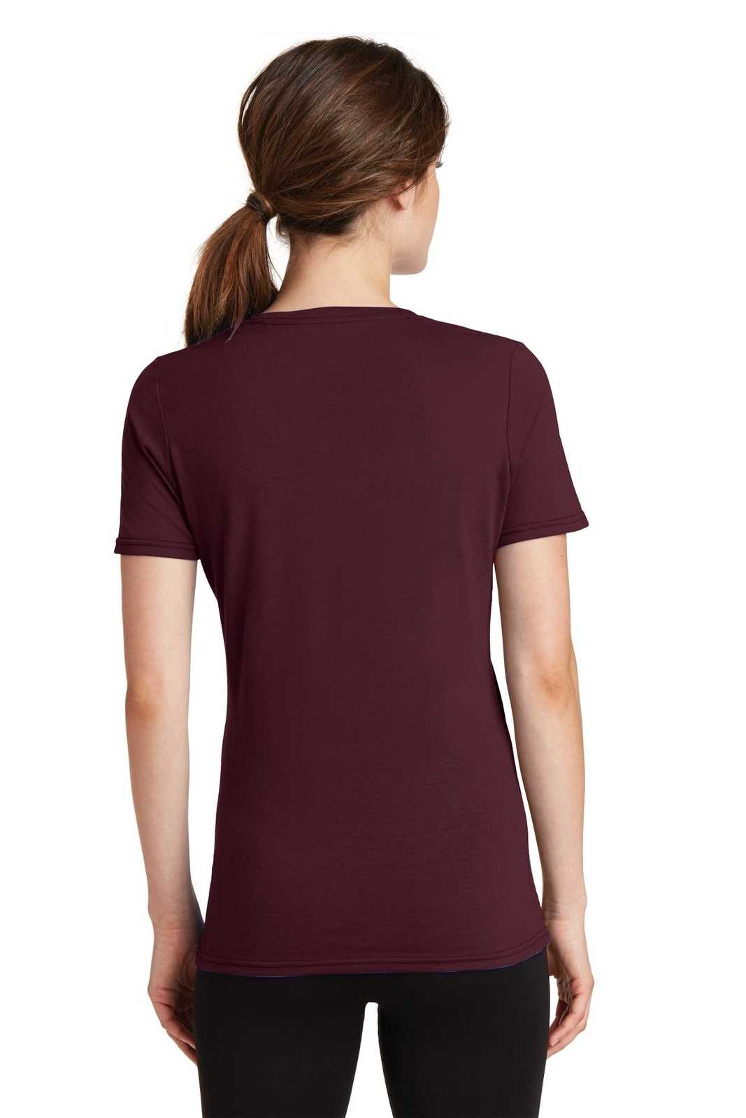 Port &amp; Company LPC381V Ladies Performance Blend V-Neck Tee - Athletic Maroon - HIT a Double - 2