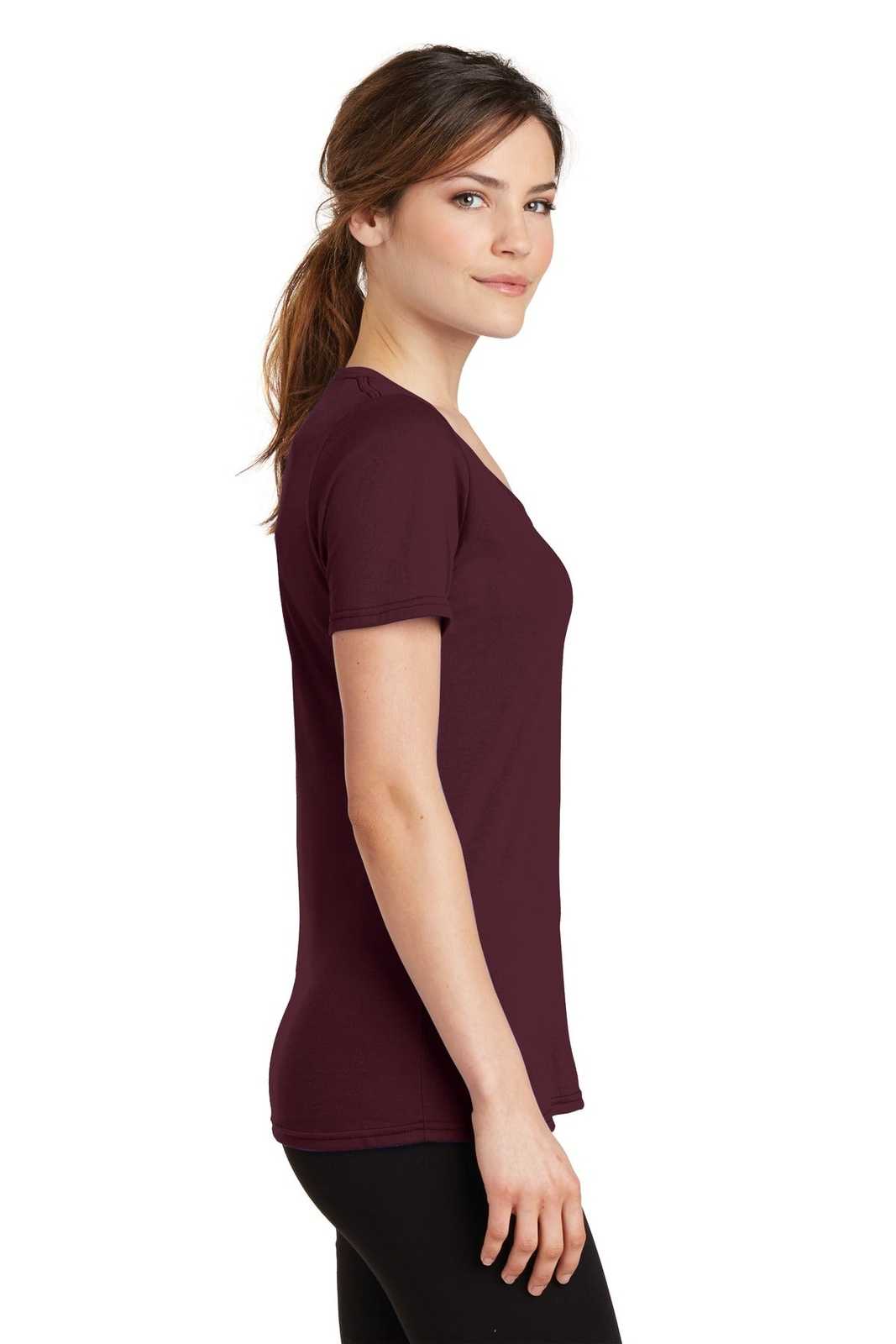 Port &amp; Company LPC381V Ladies Performance Blend V-Neck Tee - Athletic Maroon - HIT a Double - 3