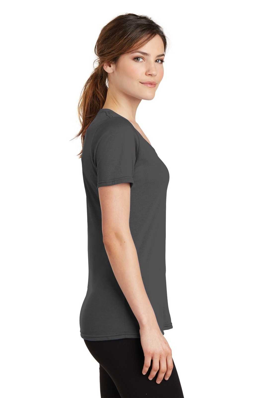 Port &amp; Company LPC381V Ladies Performance Blend V-Neck Tee - Charcoal - HIT a Double - 3