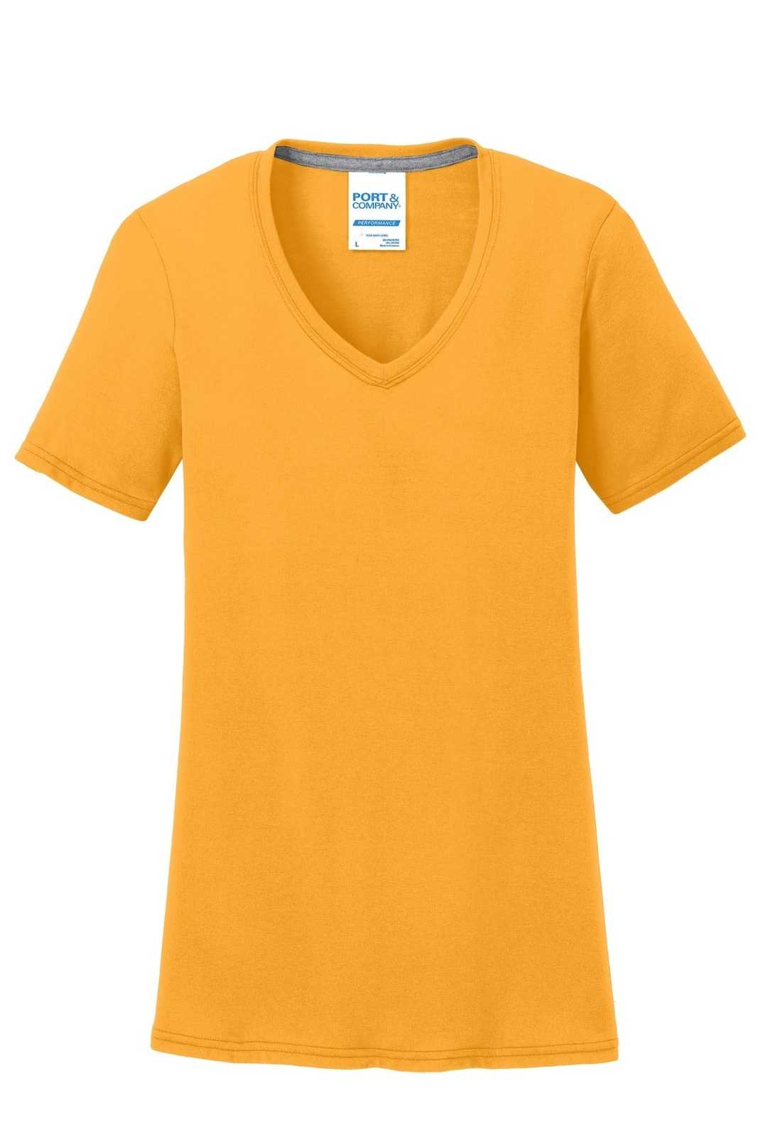 Port &amp; Company LPC381V Ladies Performance Blend V-Neck Tee - Gold - HIT a Double - 5