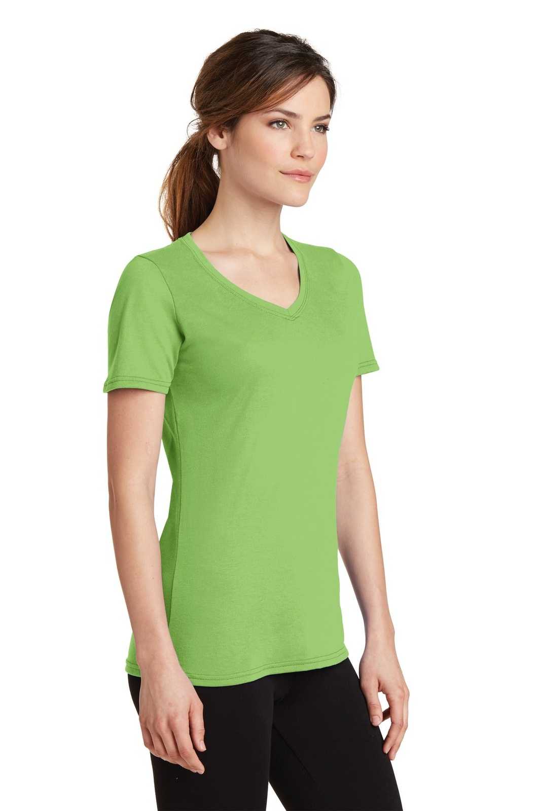 Port &amp; Company LPC381V Ladies Performance Blend V-Neck Tee - Lime - HIT a Double - 4