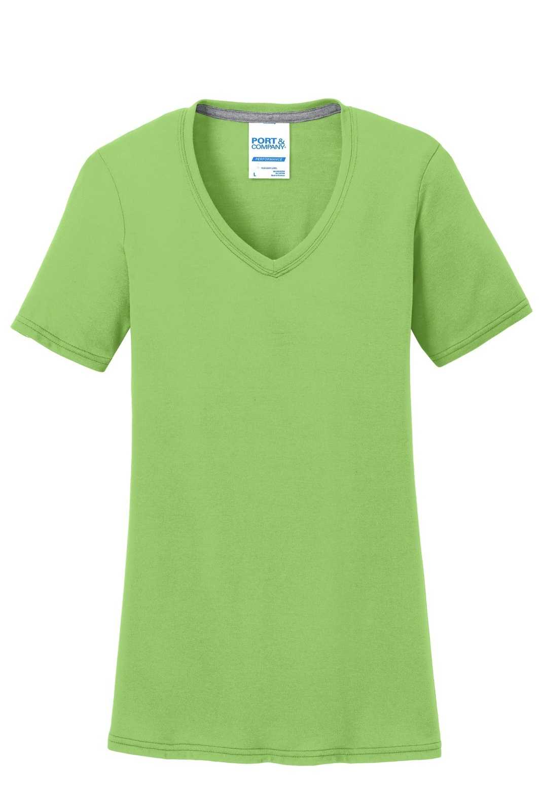 Port &amp; Company LPC381V Ladies Performance Blend V-Neck Tee - Lime - HIT a Double - 5