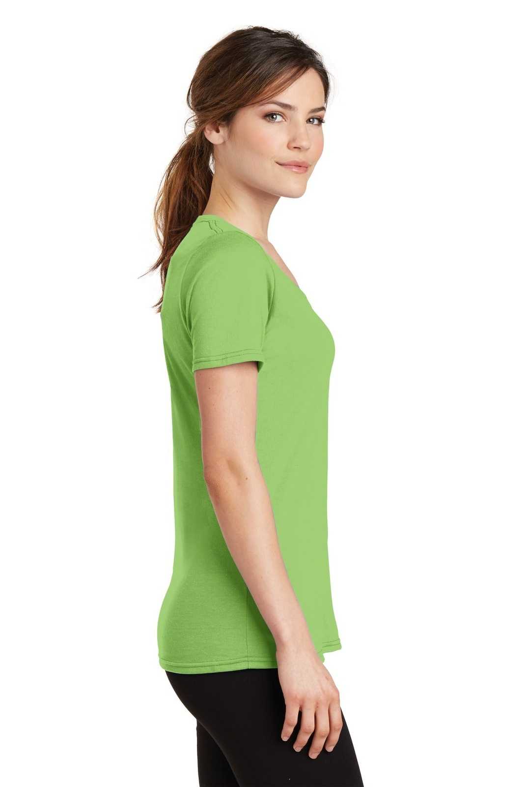 Port &amp; Company LPC381V Ladies Performance Blend V-Neck Tee - Lime - HIT a Double - 3