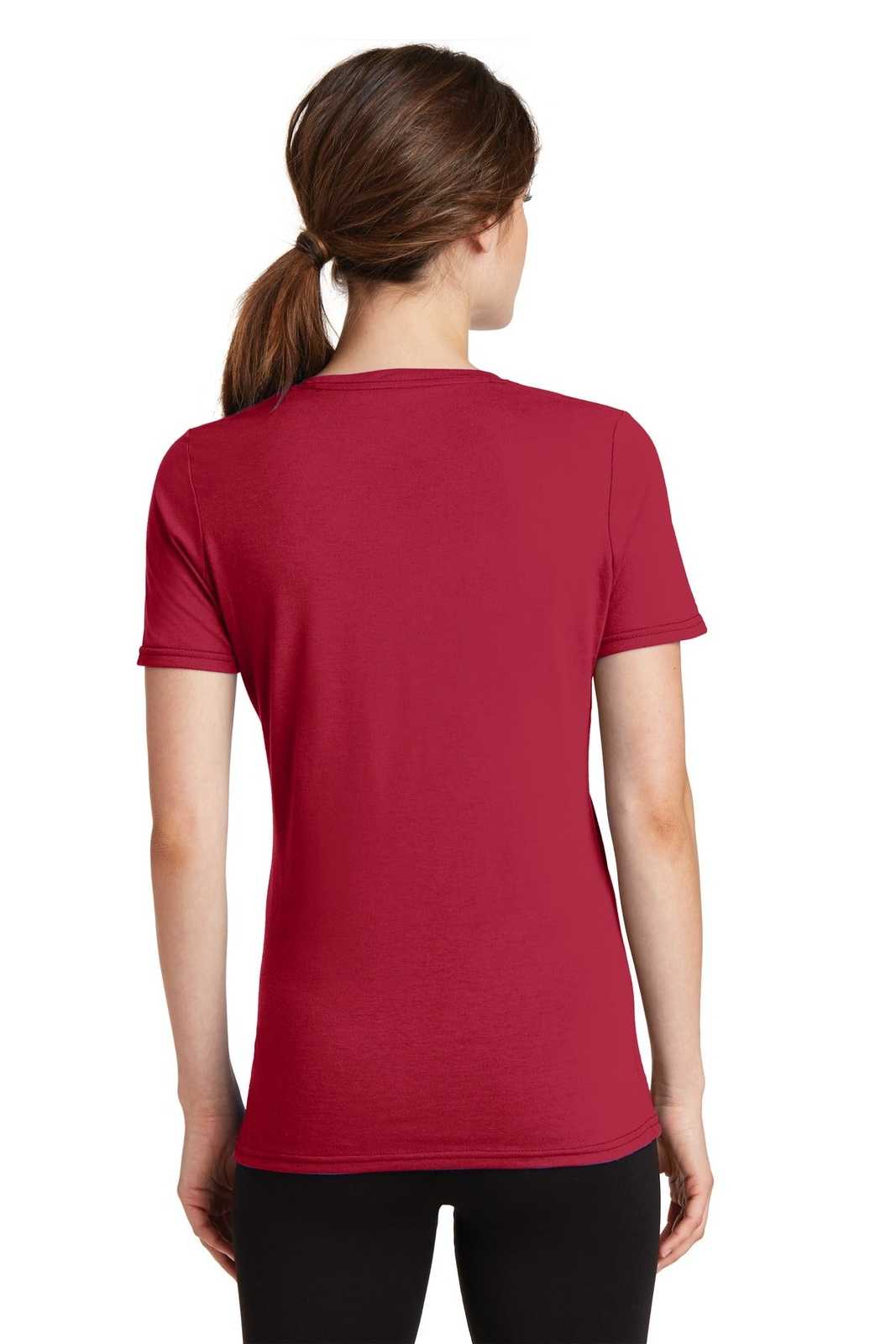 Port &amp; Company LPC381V Ladies Performance Blend V-Neck Tee - Red - HIT a Double - 2