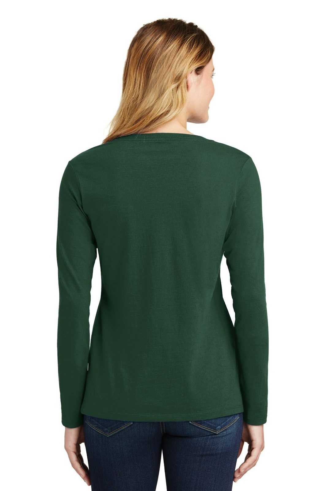 Port &amp; Company LPC450VLS Ladies Long Sleeve Fan Favorite V-Neck Tee - Forest Green - HIT a Double - 2