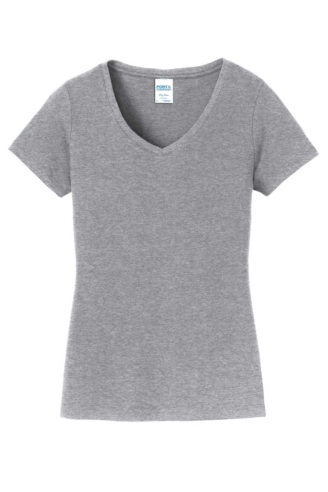Port &amp; Company LPC450V Ladies Fan Favorite V-Neck Tee - Athletic Heather - HIT a Double - 5
